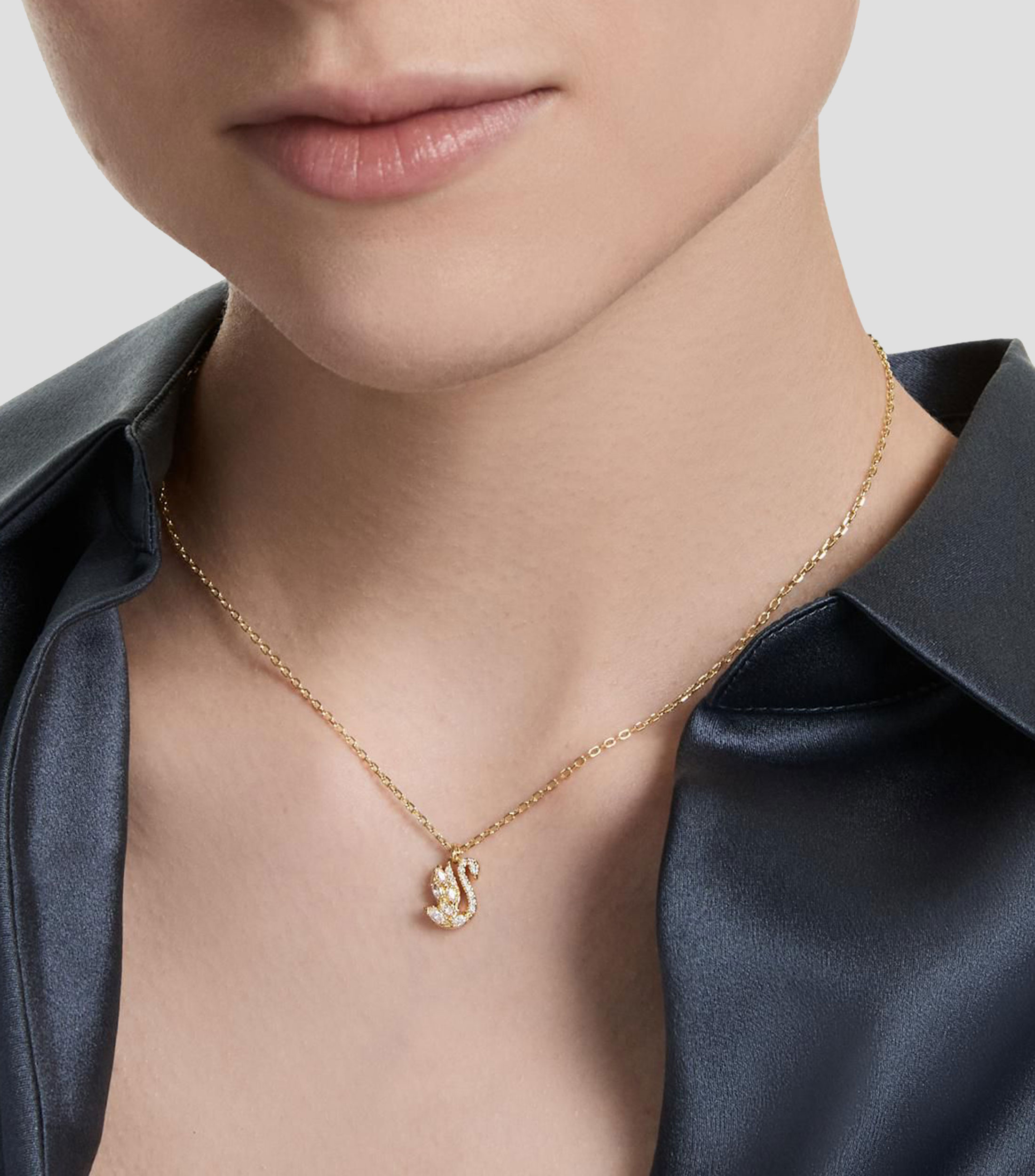 Collar con cisne con cristales Swan Mujer