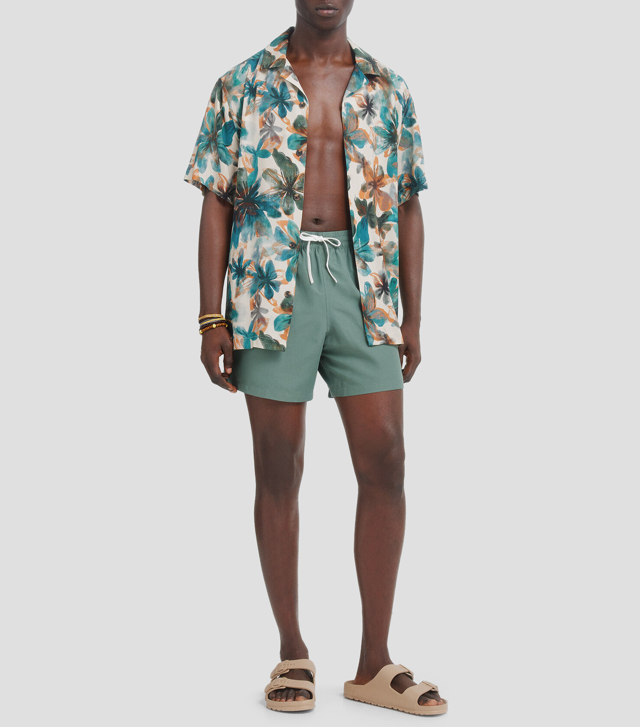 Traje de baño largo liso Hombre