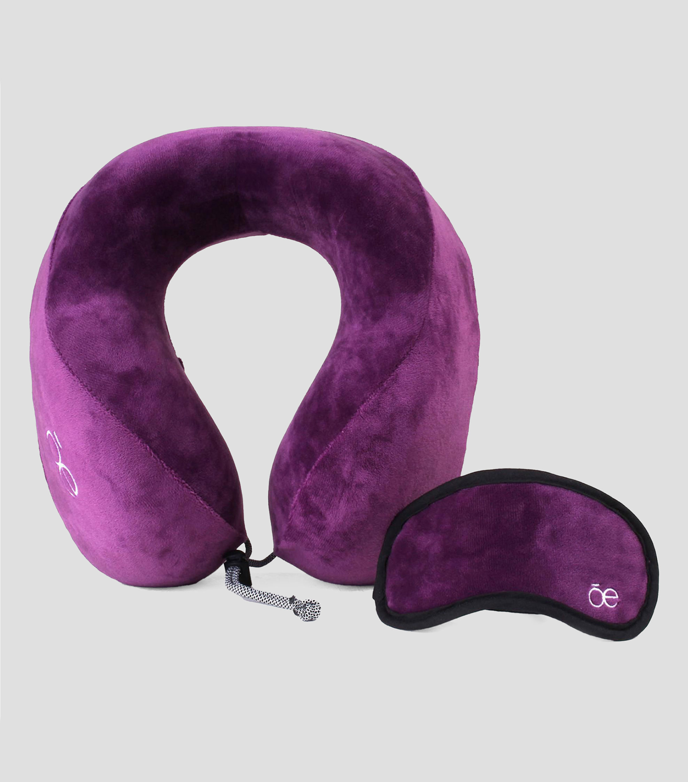 Almohada de viaje con antifaz Memory Foam Firme Ergo Morado