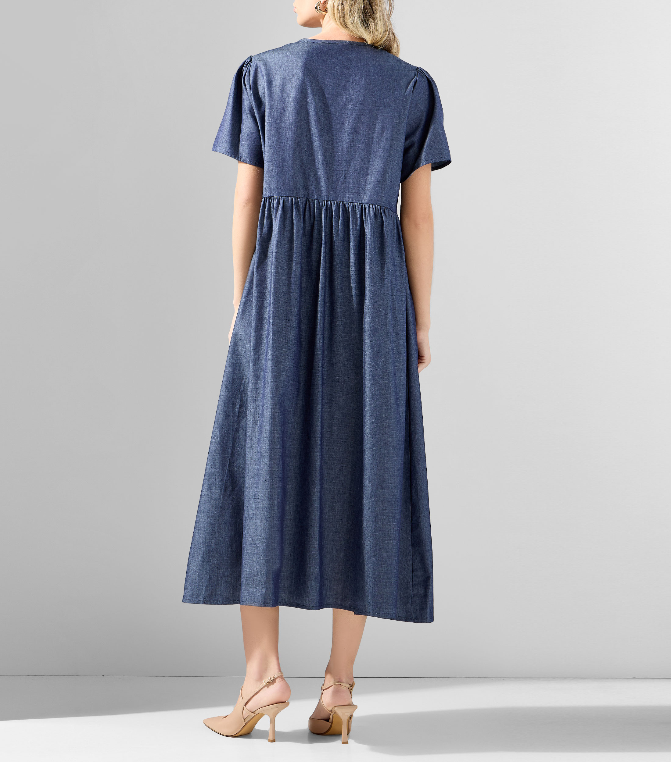 Vestido midi diseño sólido Mujer