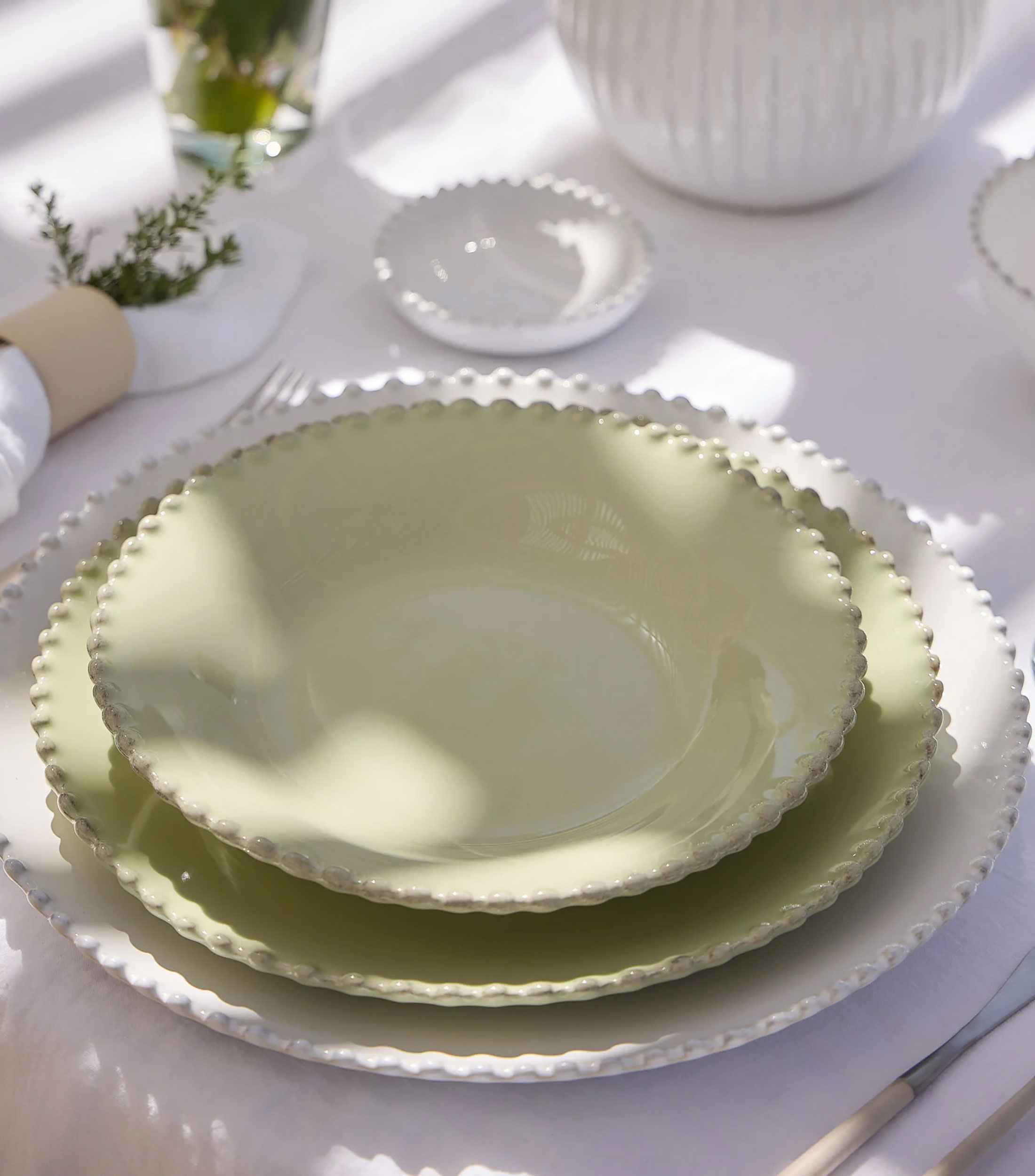 Plato llano Pearl verde