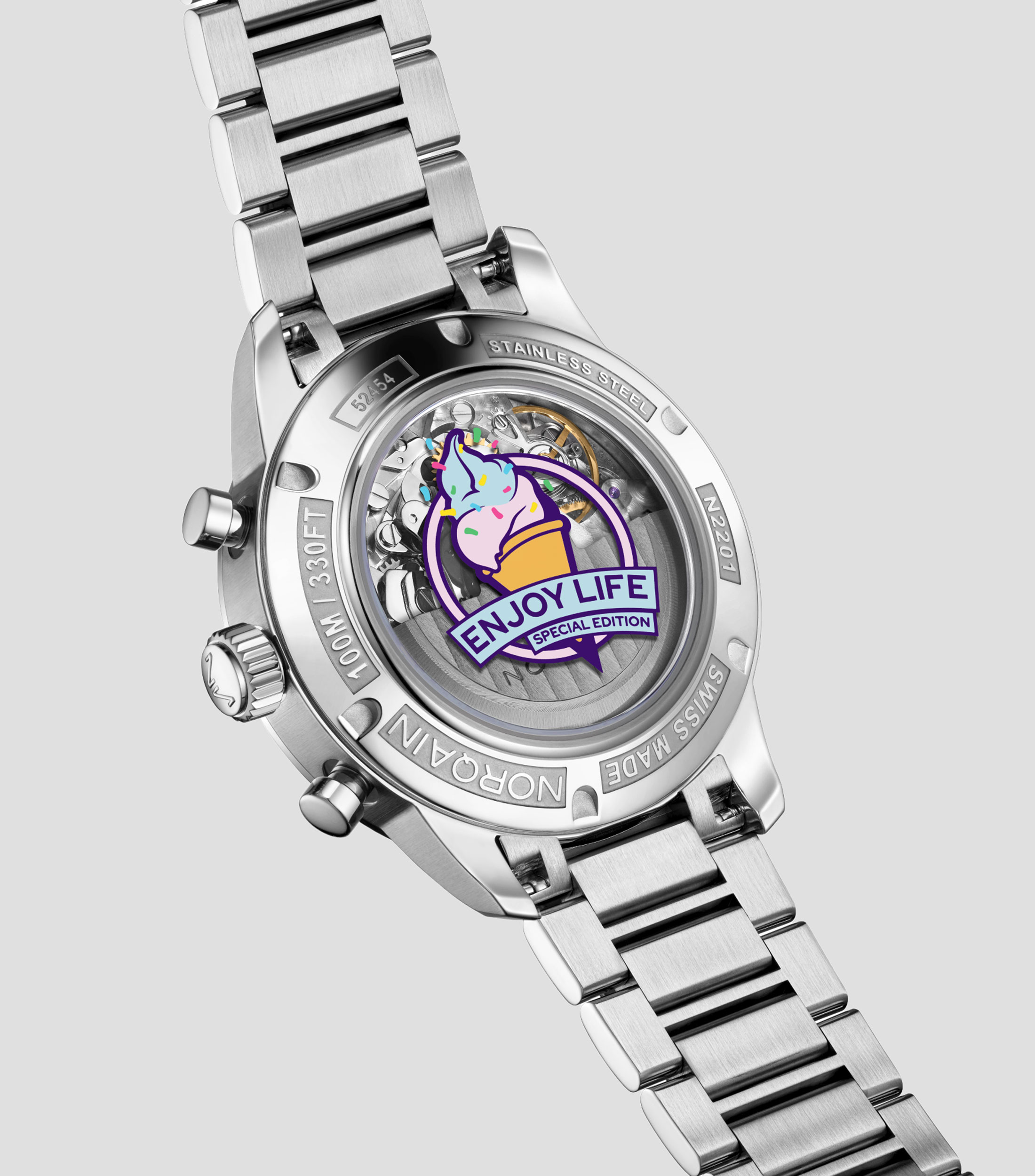 Reloj Unisex Freedom Chrono “Enjoy Life Sprinkles” Edición Especial, Plateado