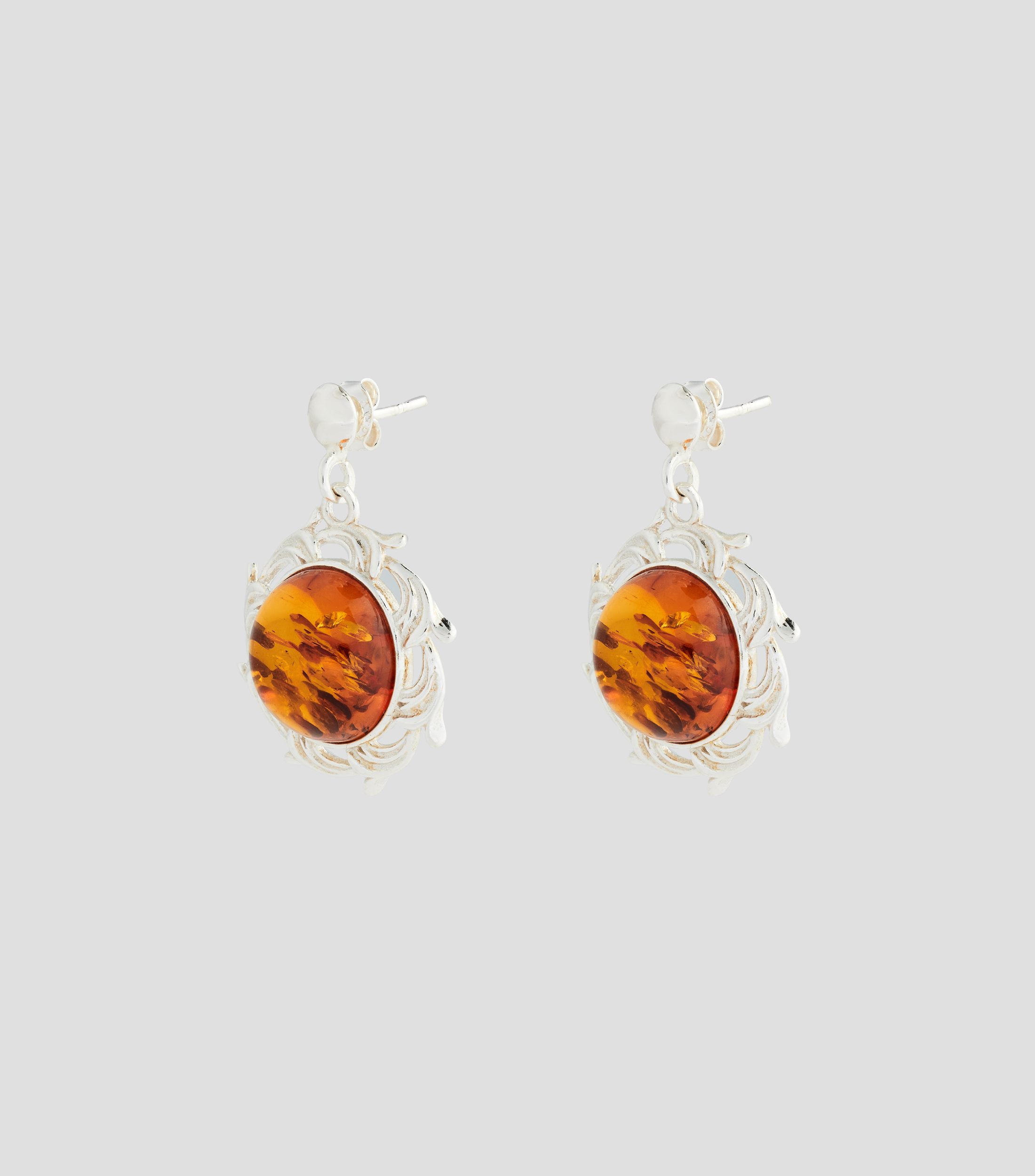 Aretes en Plata .925 con ámbar báltico Mujer