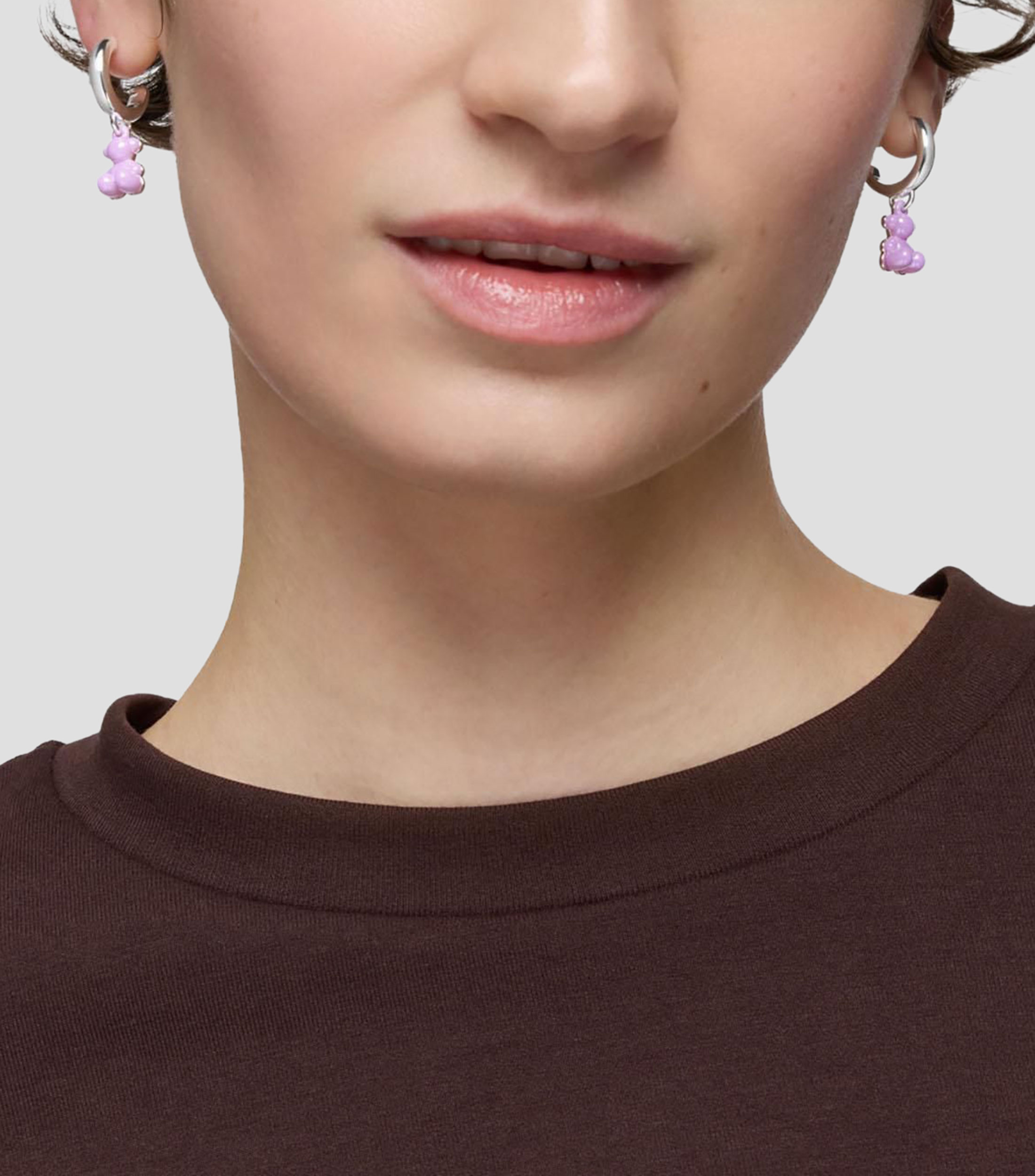 Aretes en plata Bold Bear con cerámica Mujer