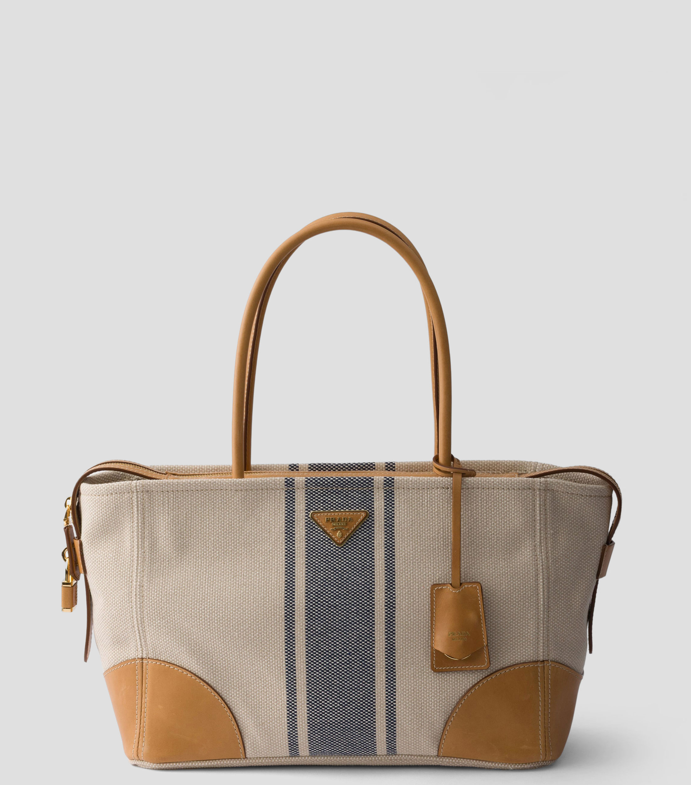 Bolsa Tote Beige con Detalles en Piel, Mujer