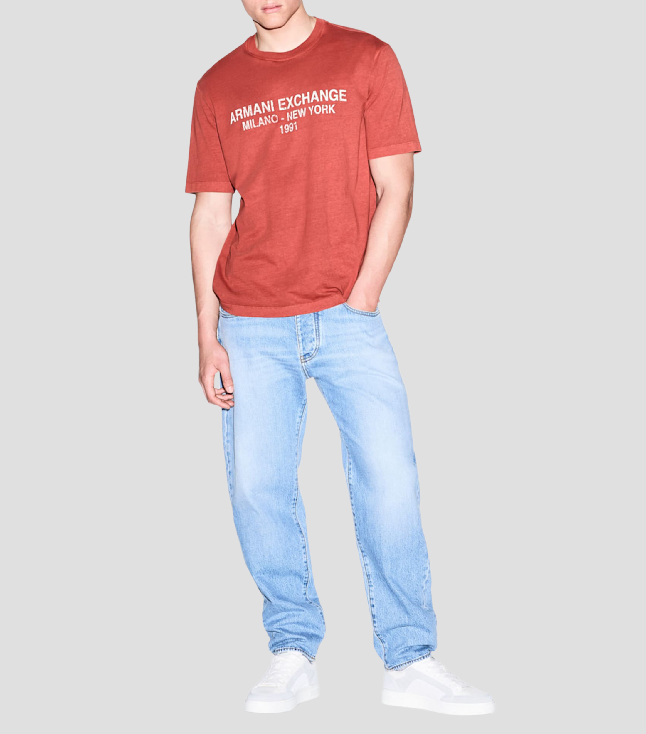 Playera cuello redondo manga corta estampada Hombre