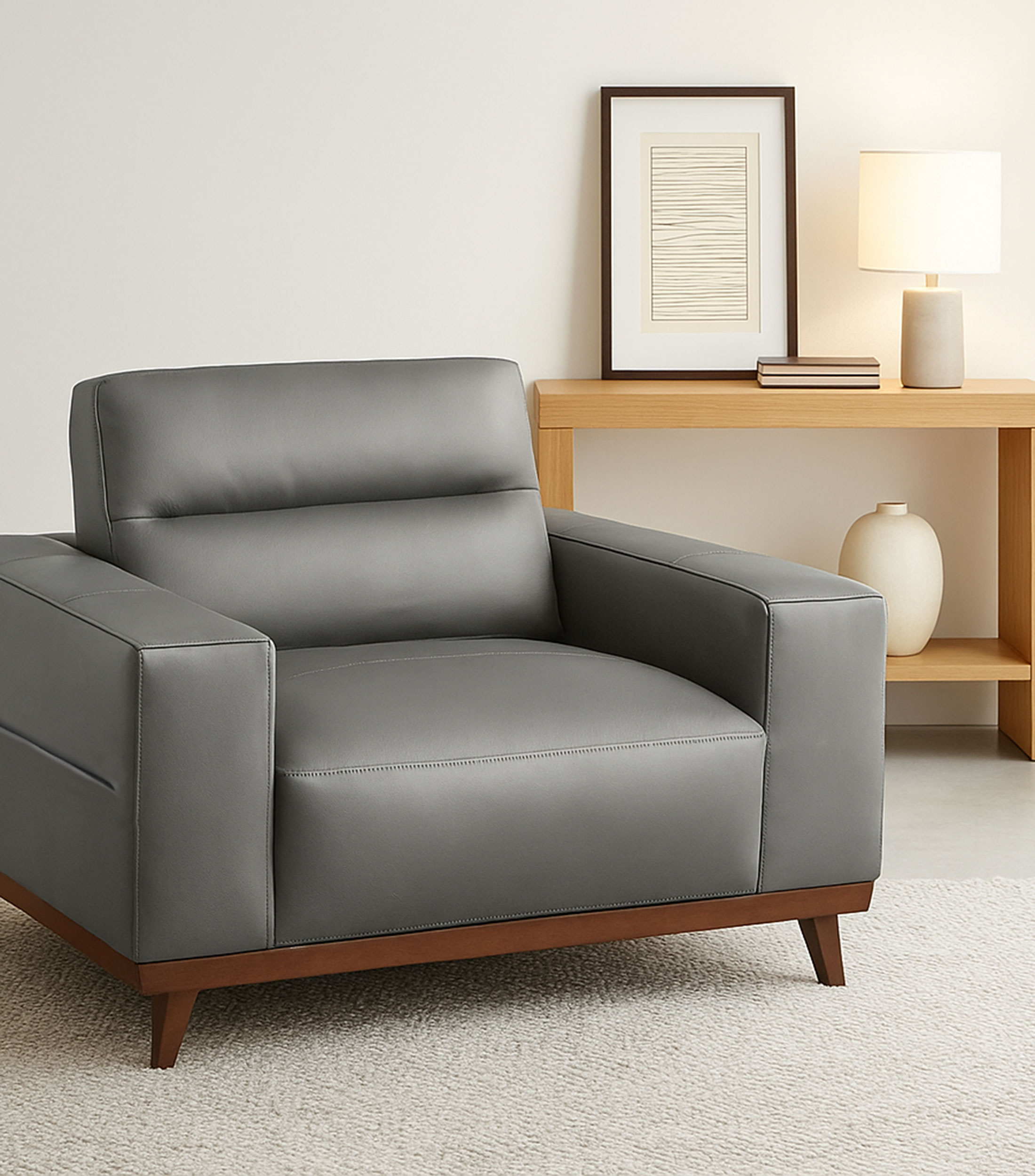 Sillon Yukio en piel gris