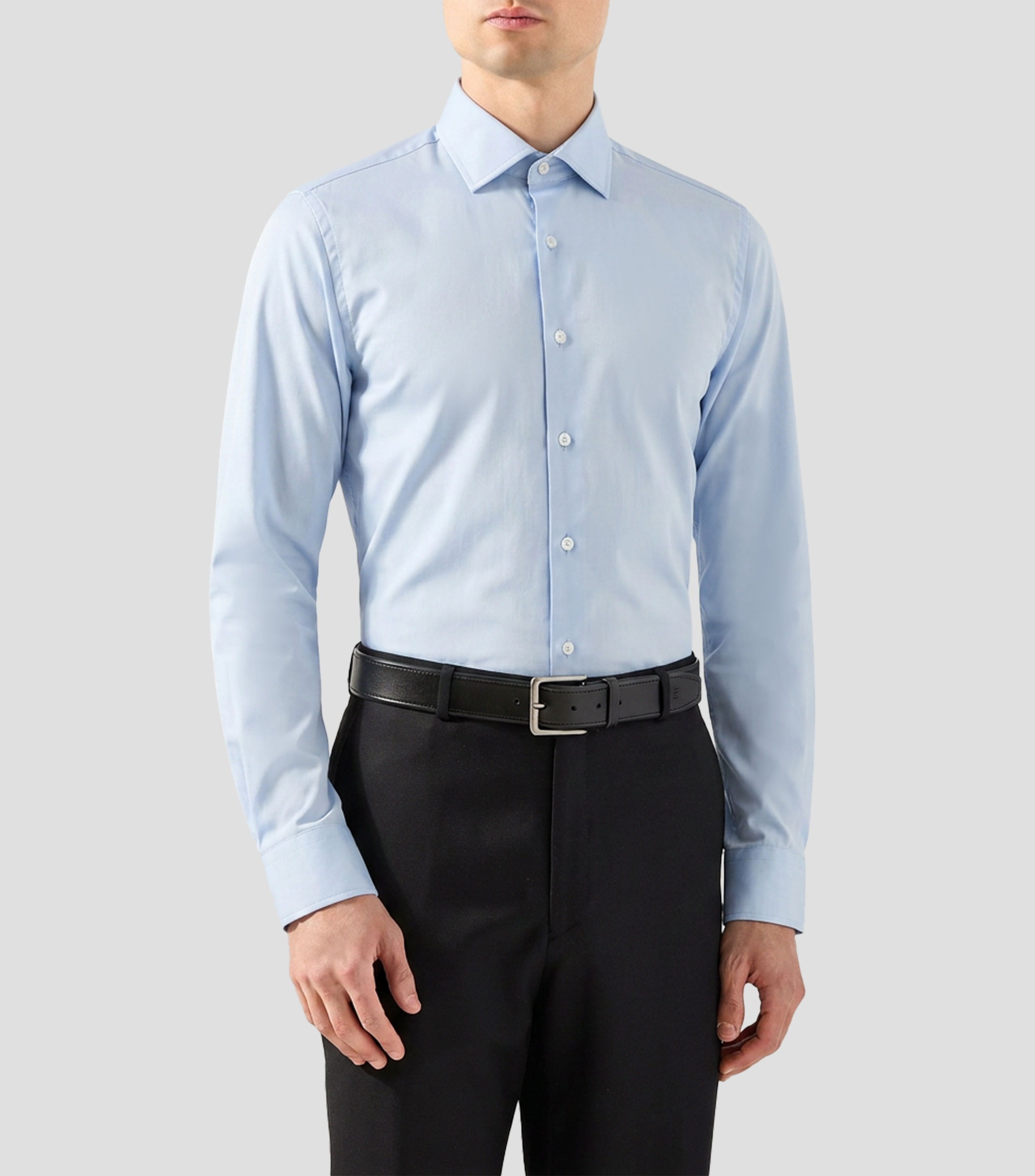 Camisa de vestir lisa manga larga Hombre