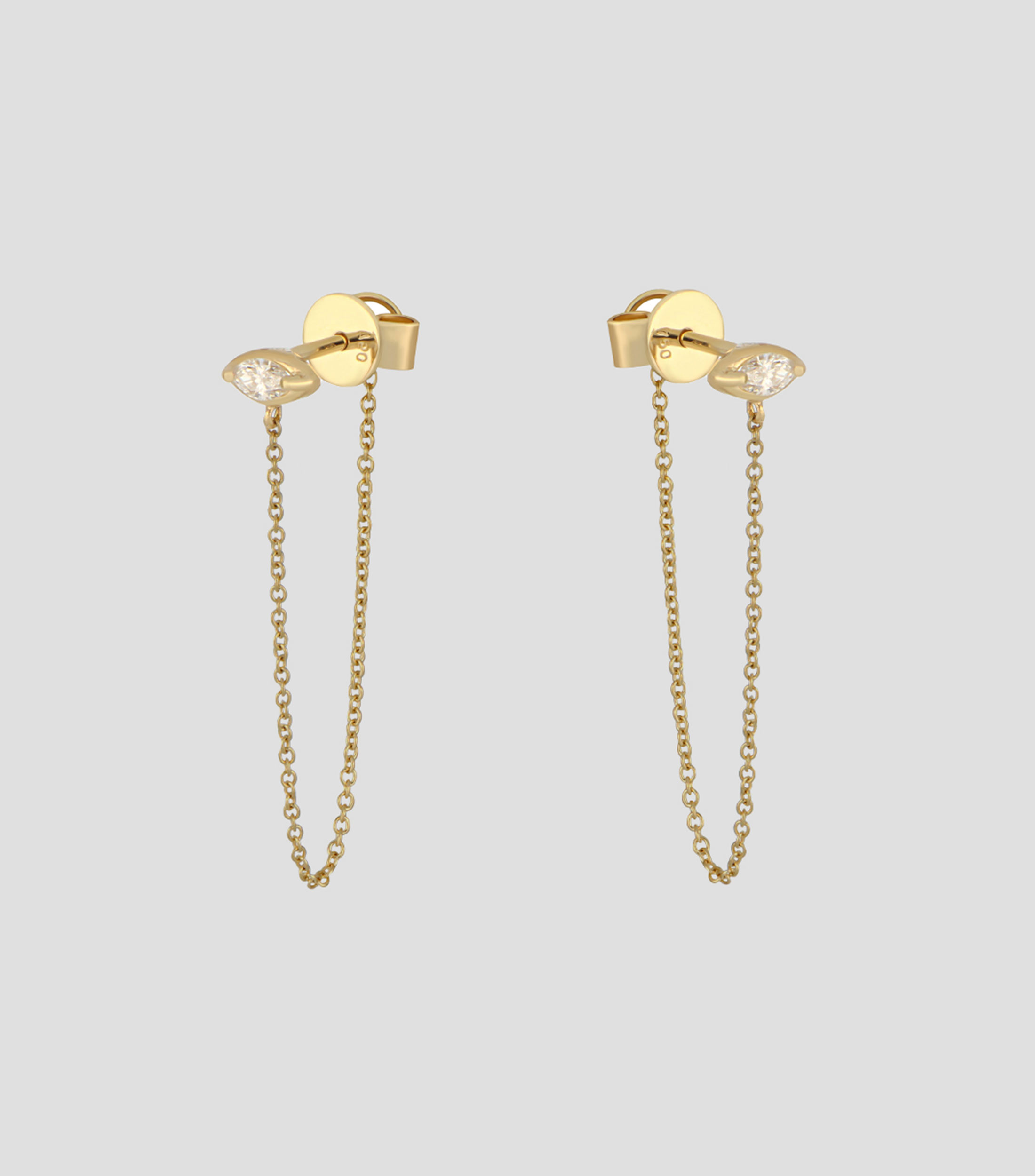 Broqueles en oro amarillo 18 kilates con diamantes Mujer