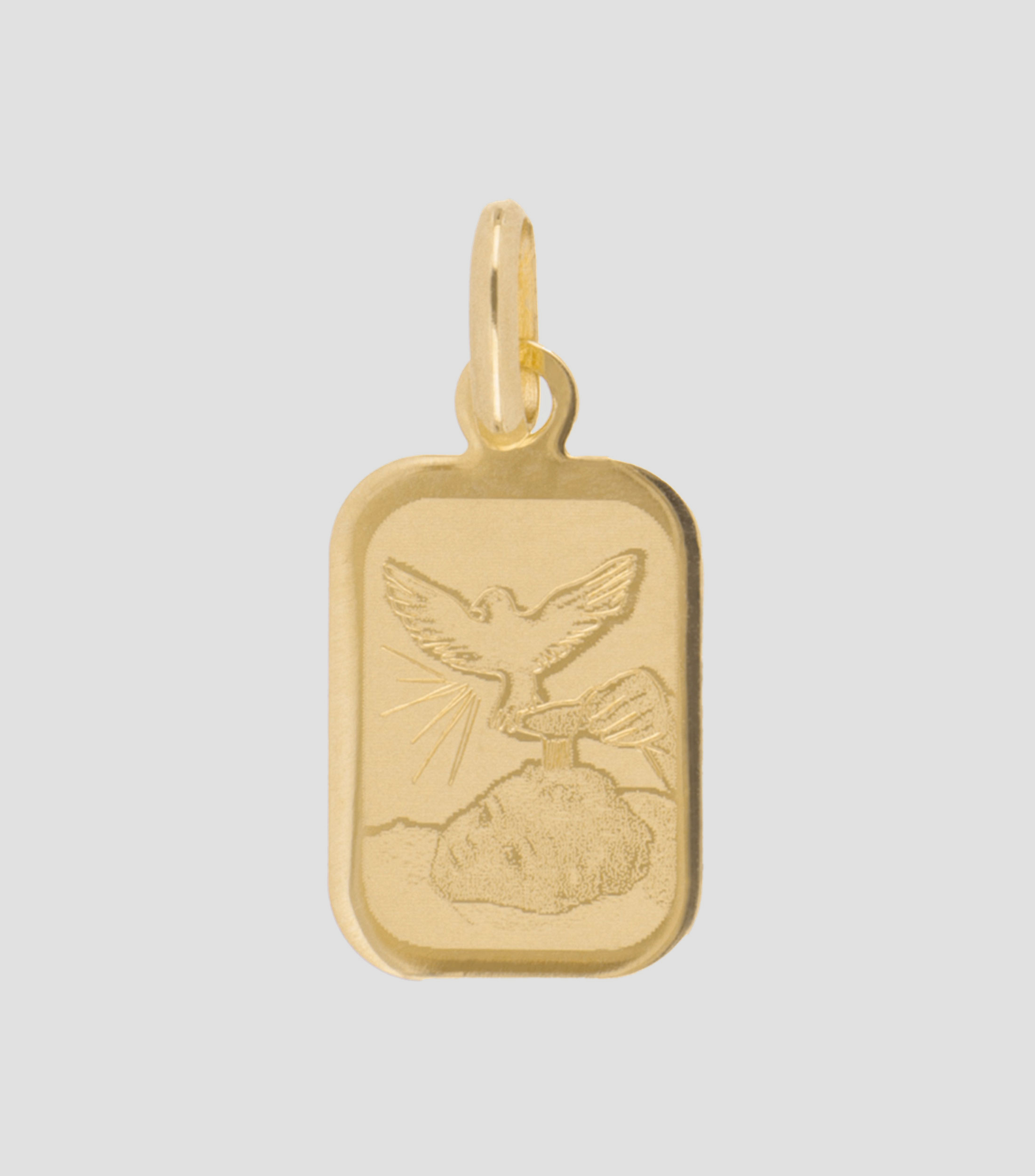 Medalla cuadrada Bautizo en oro de 14 kilates Unisex