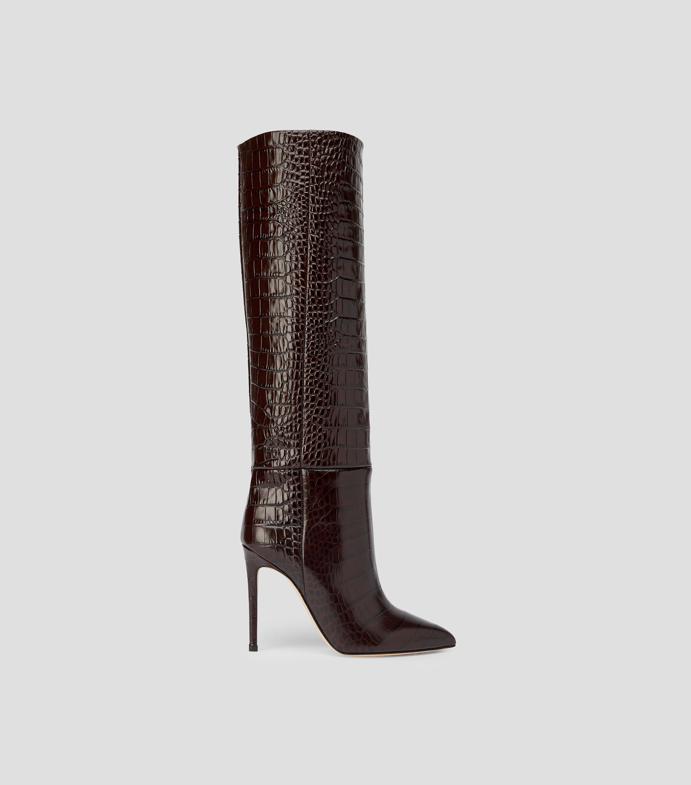 Botas vaqueras largas Stiletto en piel con tacón alto de aguja Mujer