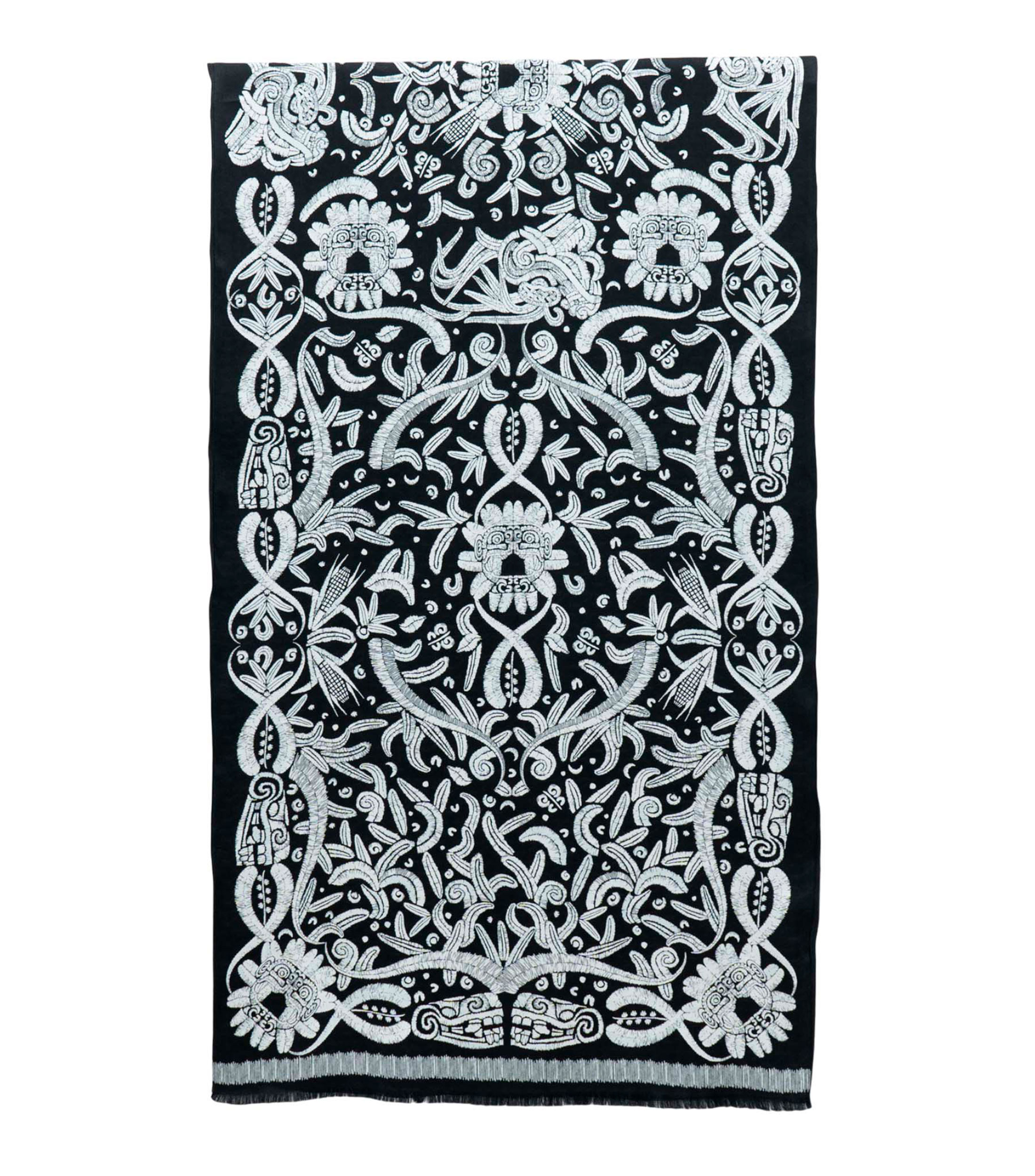 Chalina blanco con negro estampada Mujer