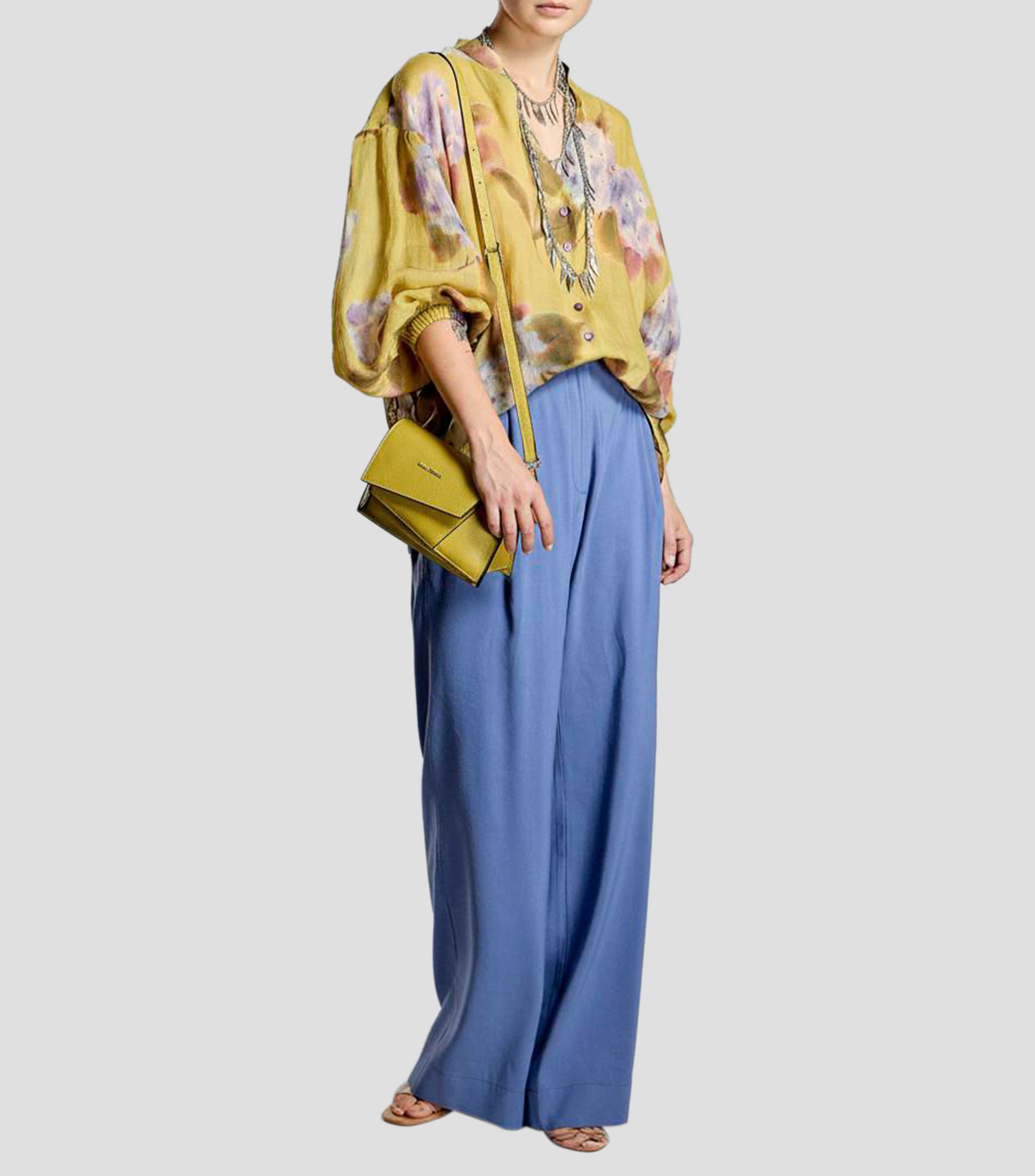 Blusa estampada manga 7/8 Mujer