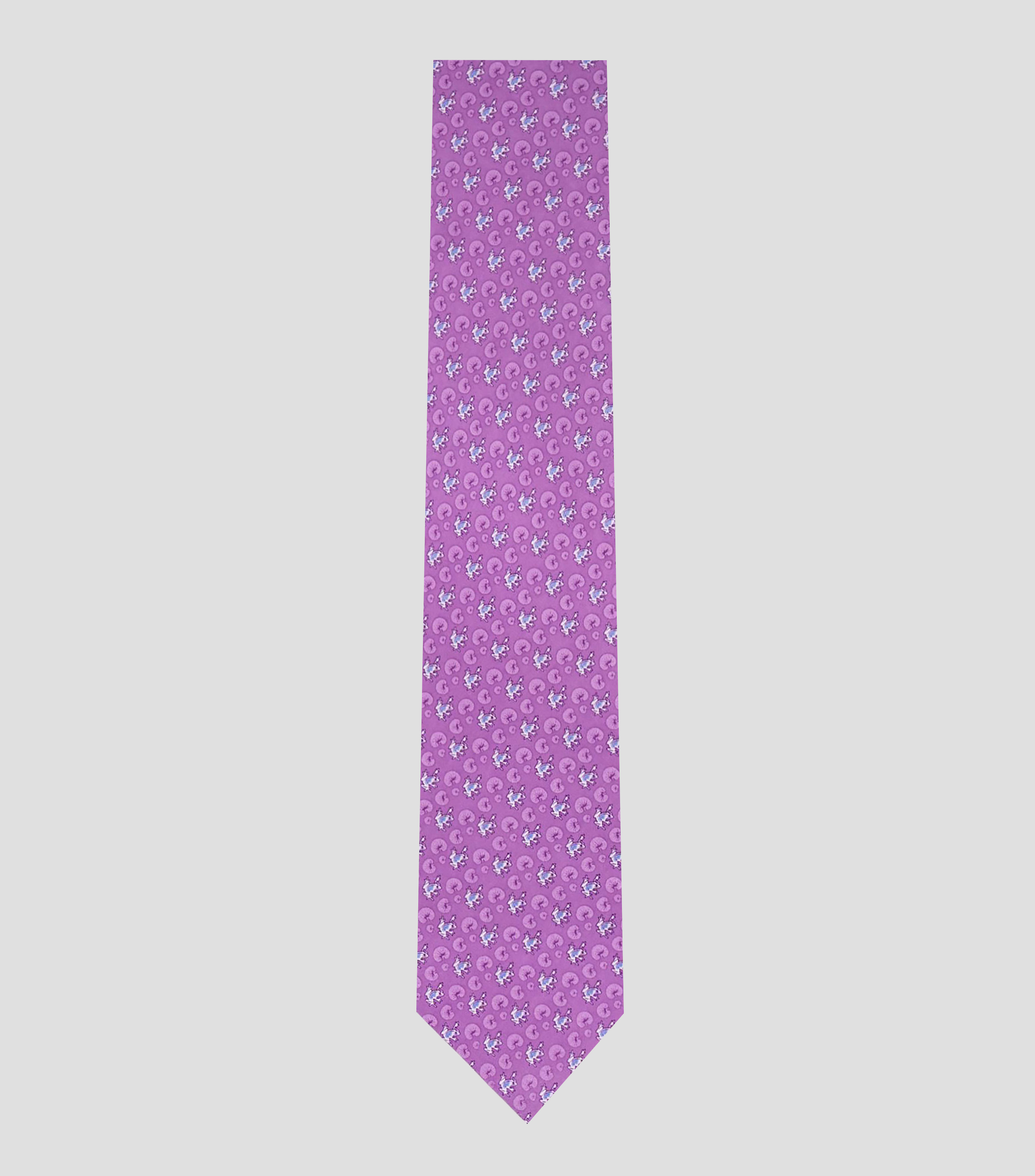 Corbata ancha en seda lila estampada S8 Rana y Nenúfares Hombre