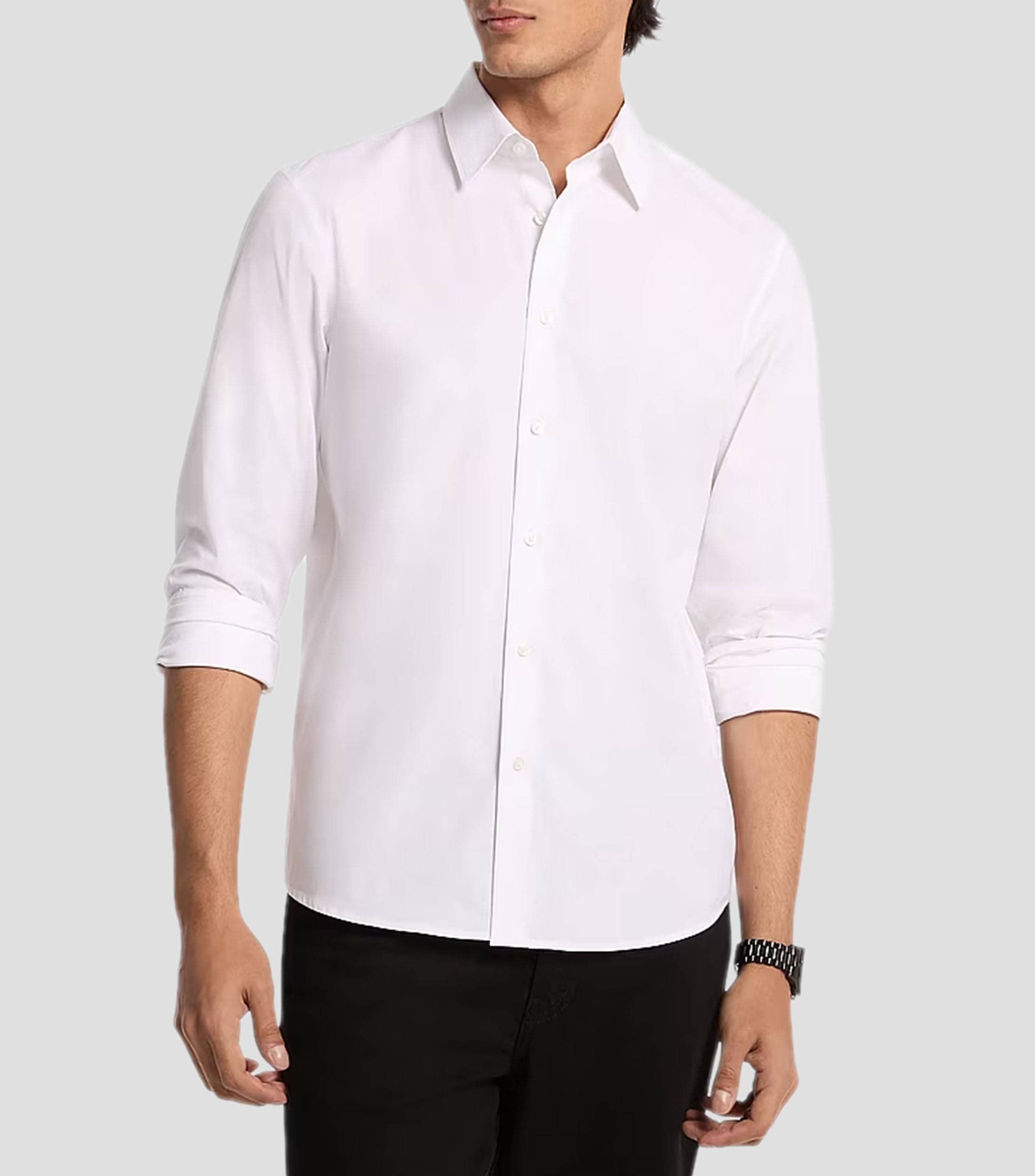 Camisa lisa manga larga Hombre