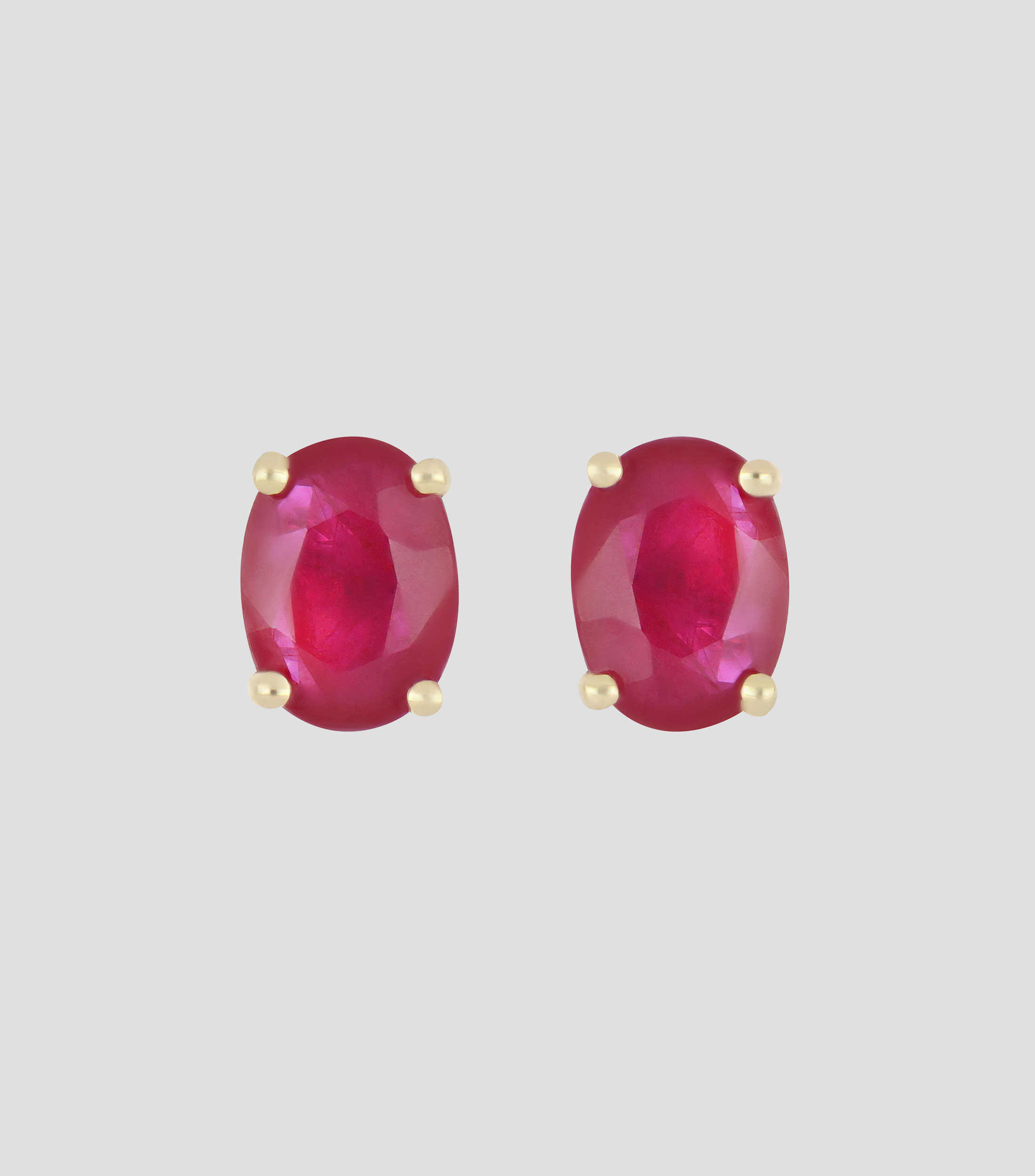 Aretes en Oro amarillo de 18 Kilates con Rubí Mujer