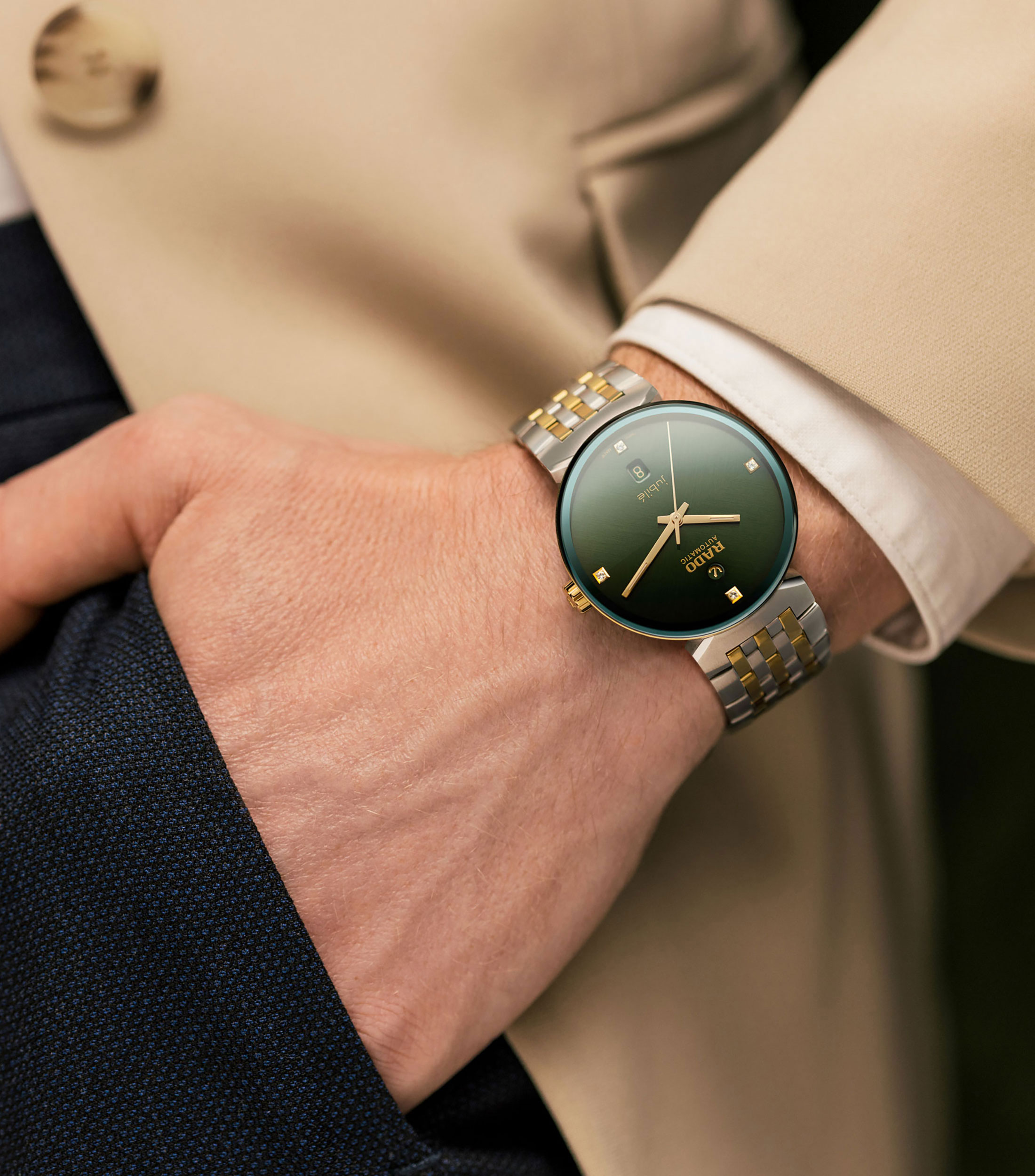 Reloj para Hombre Florence Diamonds clásico plateado, verde