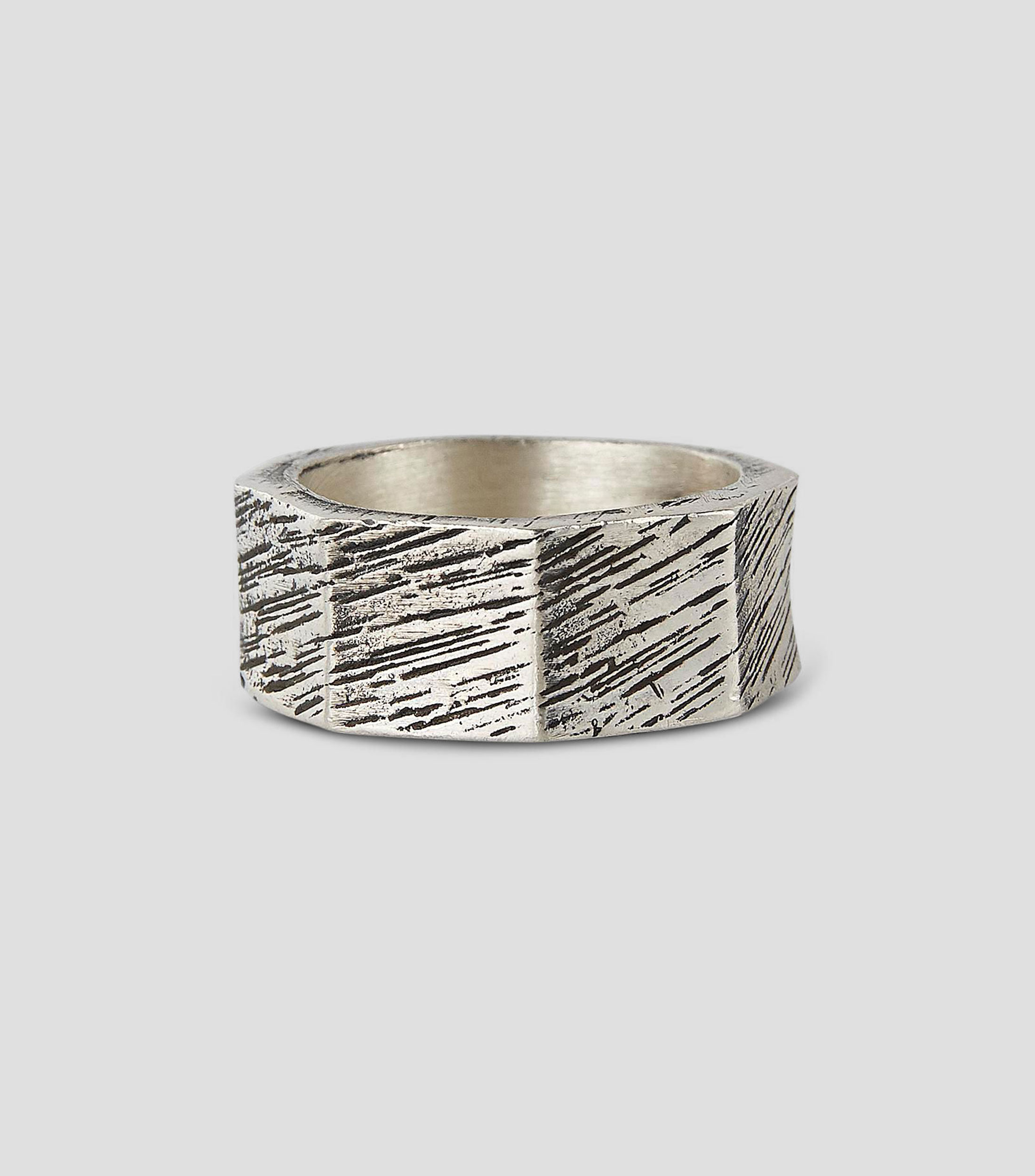 Anillo en plata .925 octagonal rústico Unisex