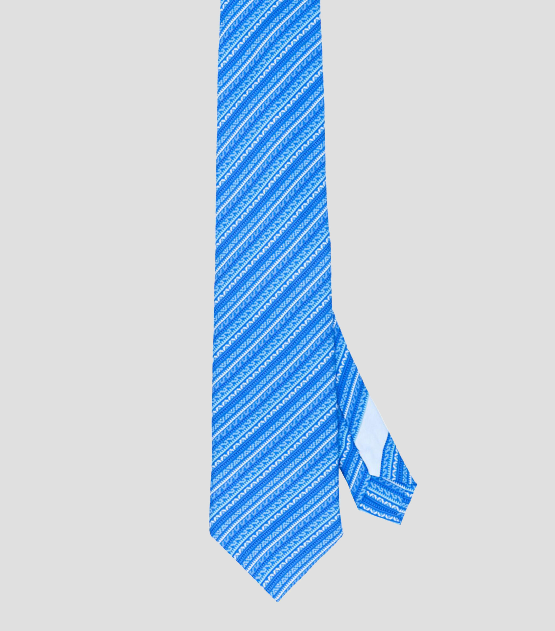 Corbata ancha en seda azul Grecas Prehispánicas