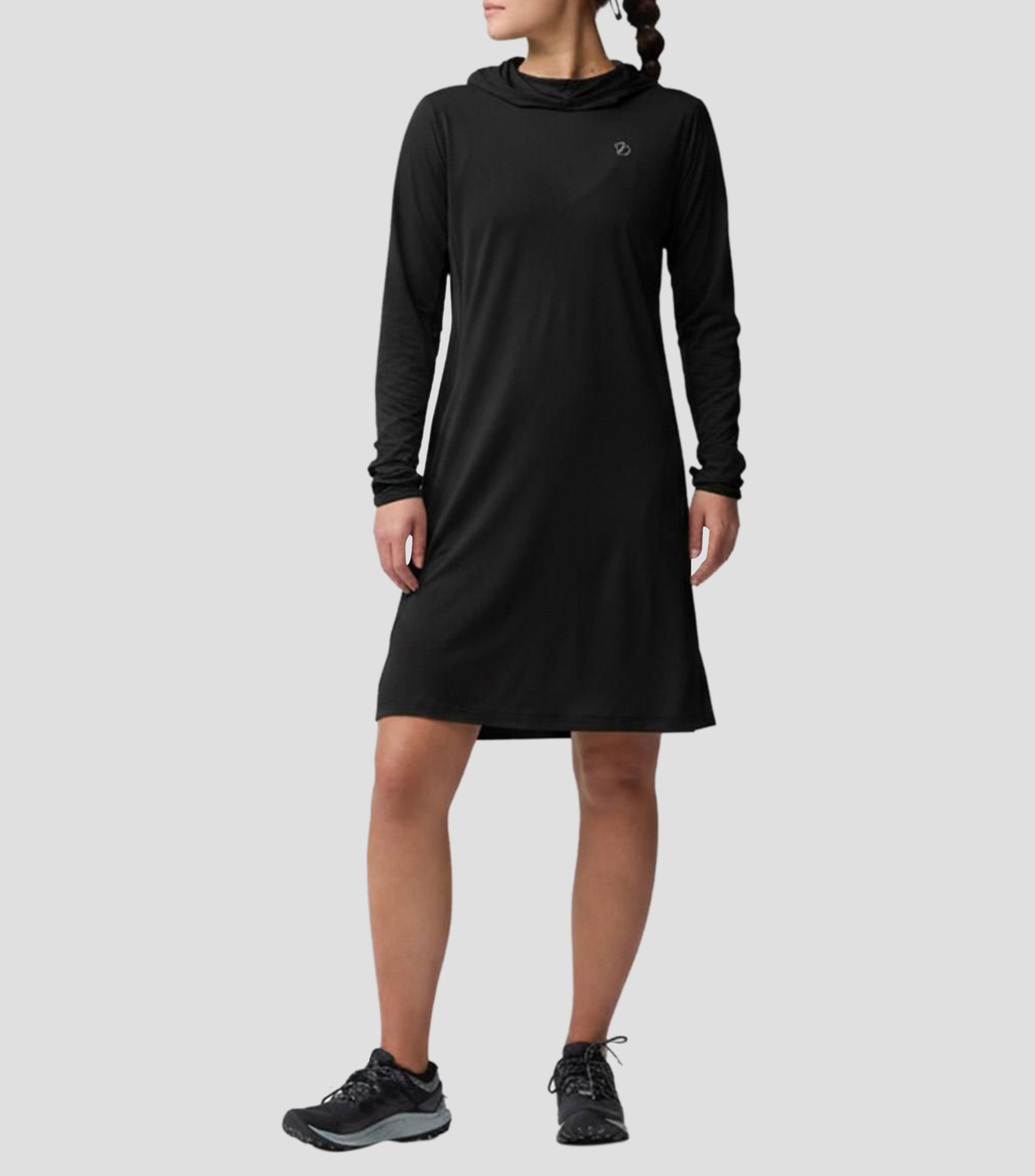 Vestido midi manga larga liso Mujer