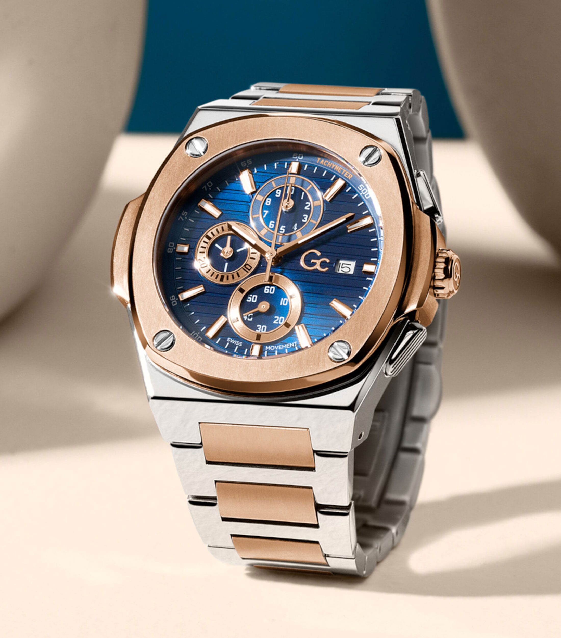 Reloj para Hombre casual Coussin Shape dorado, plateado