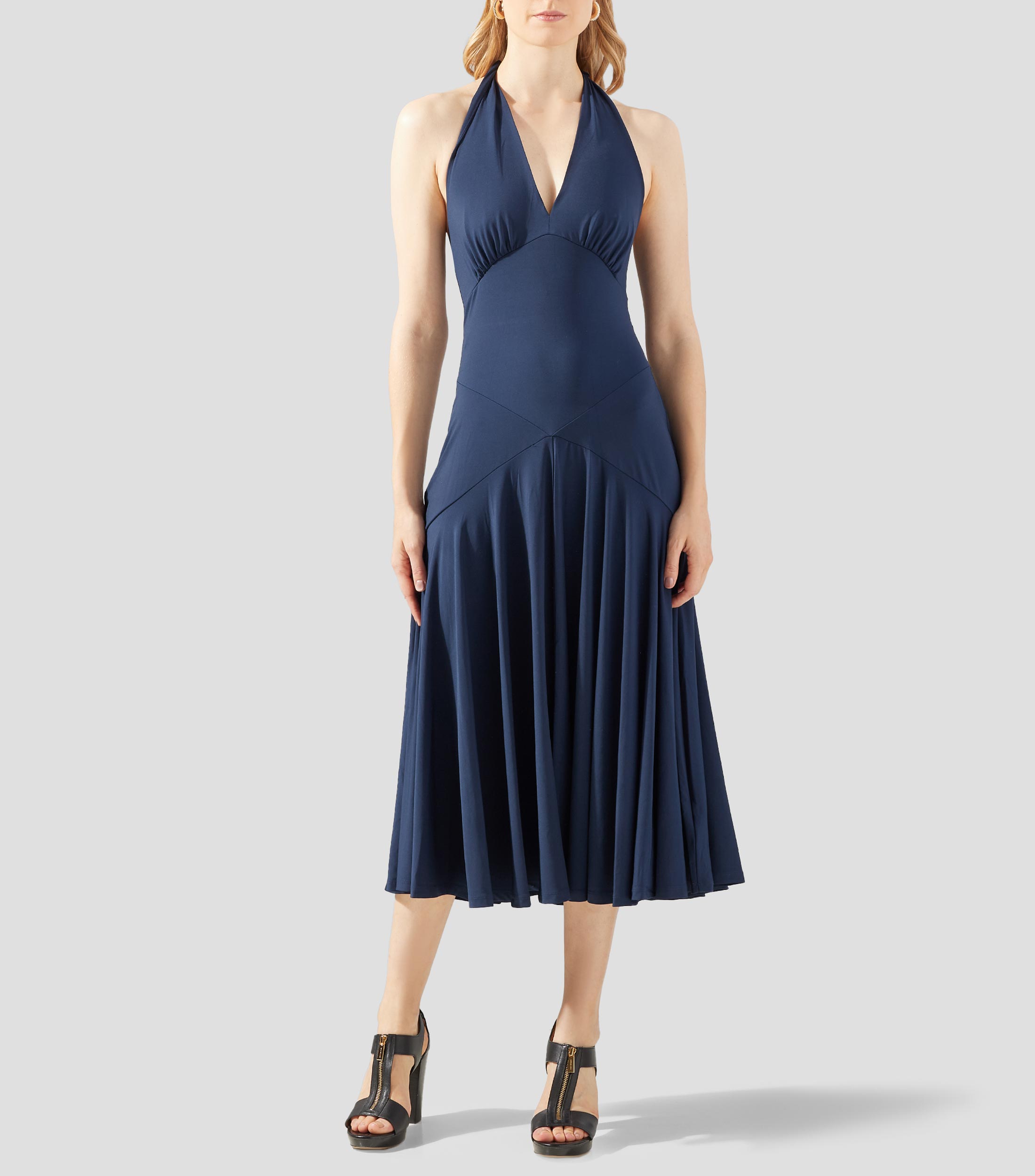 Vestido midi liso Mujer