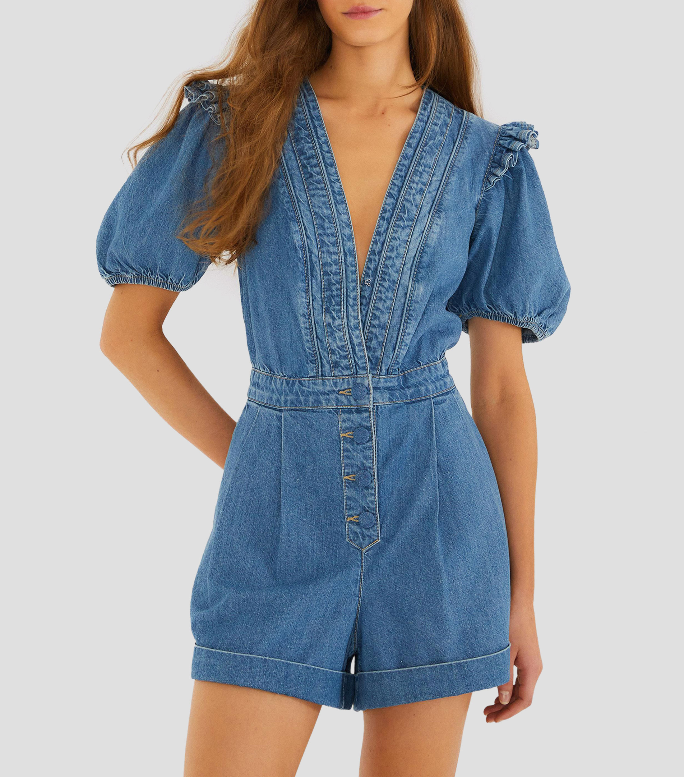 Jumper de mezclilla de corte recto Mujer