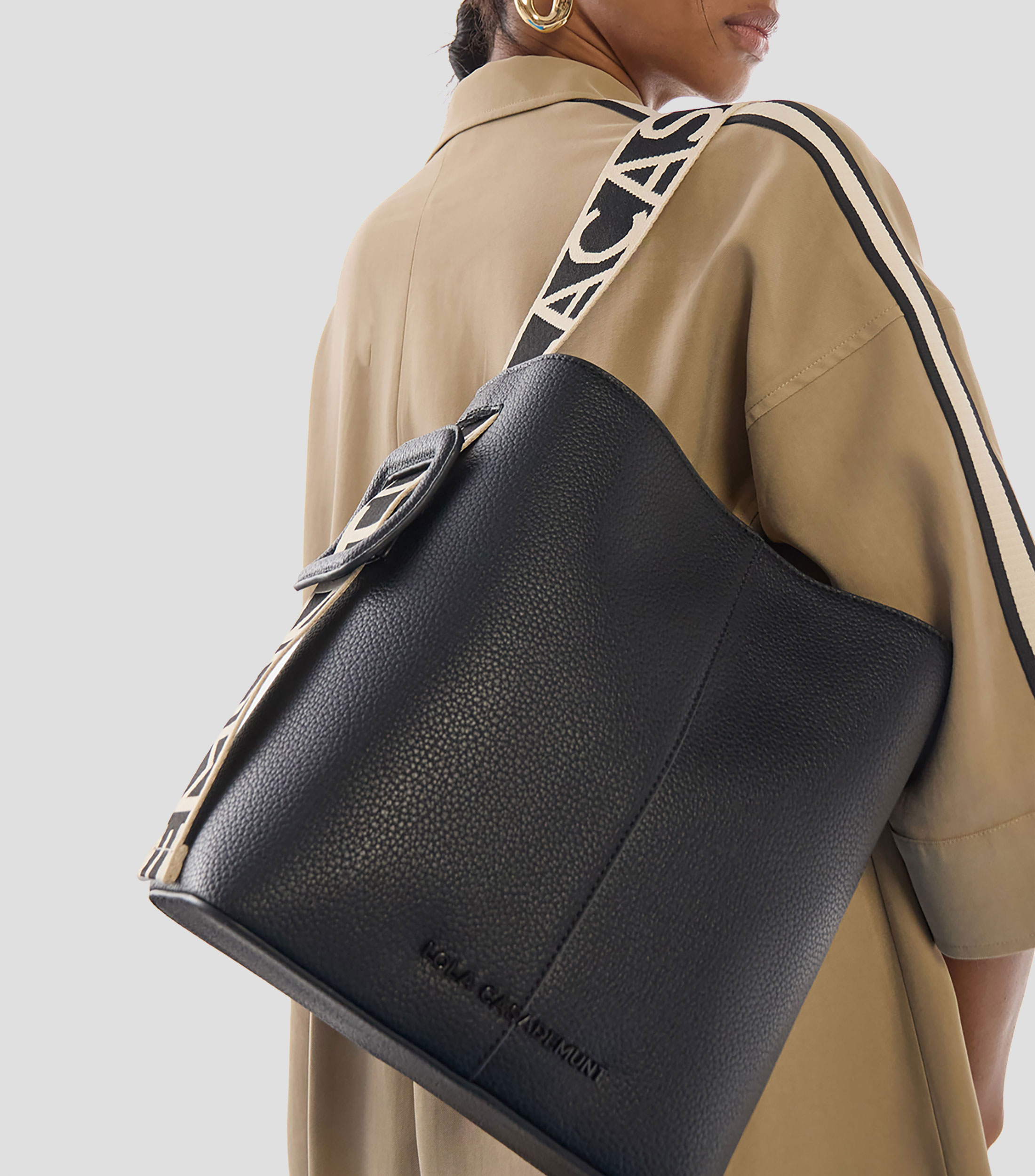 Bolsa tote negra lisa Mujer