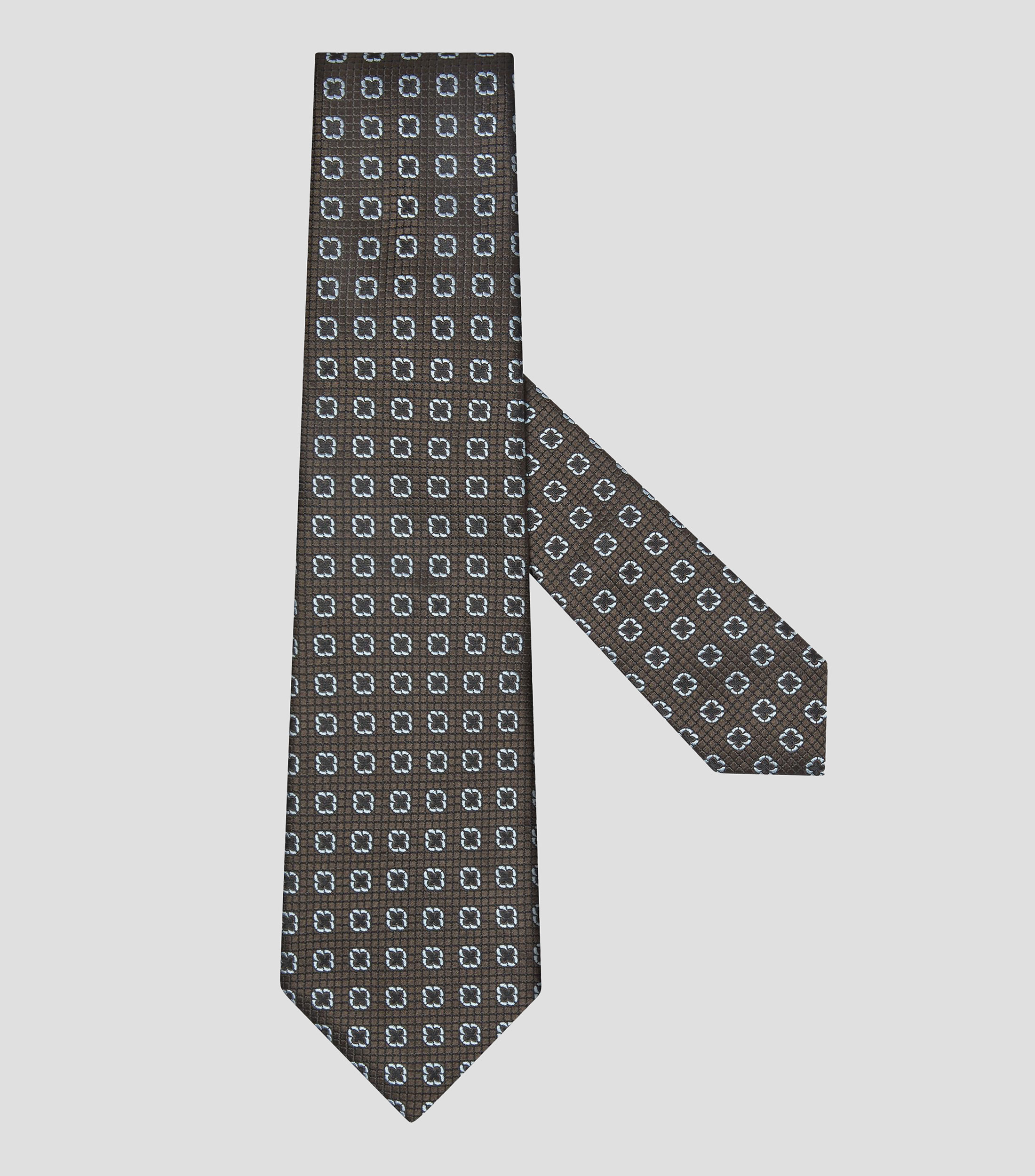 Corbata ancha en seda con flores en jacquard
