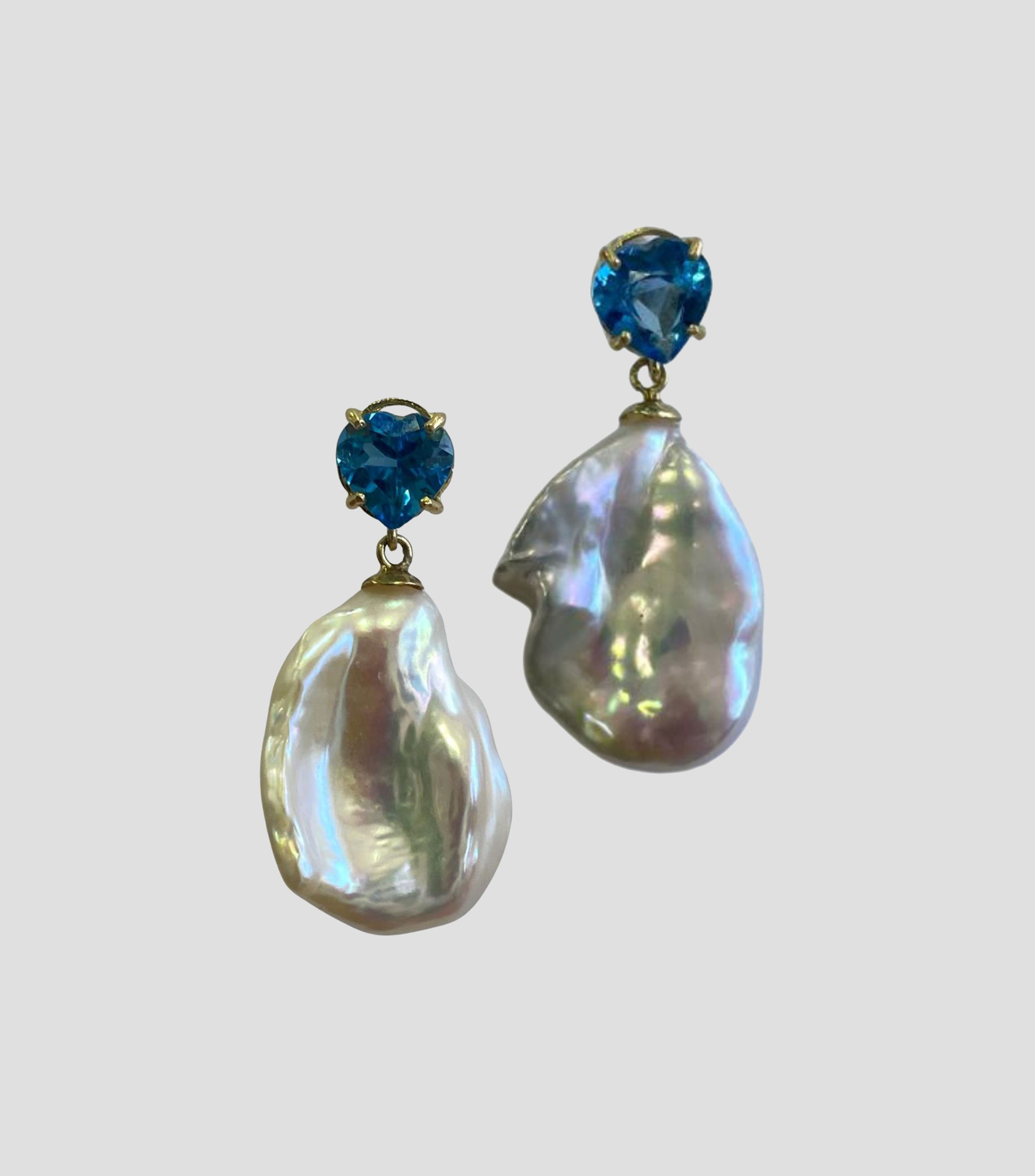 Aretes en oro amarillo de 14 Kilates con topacio y perla cultivada Mujer