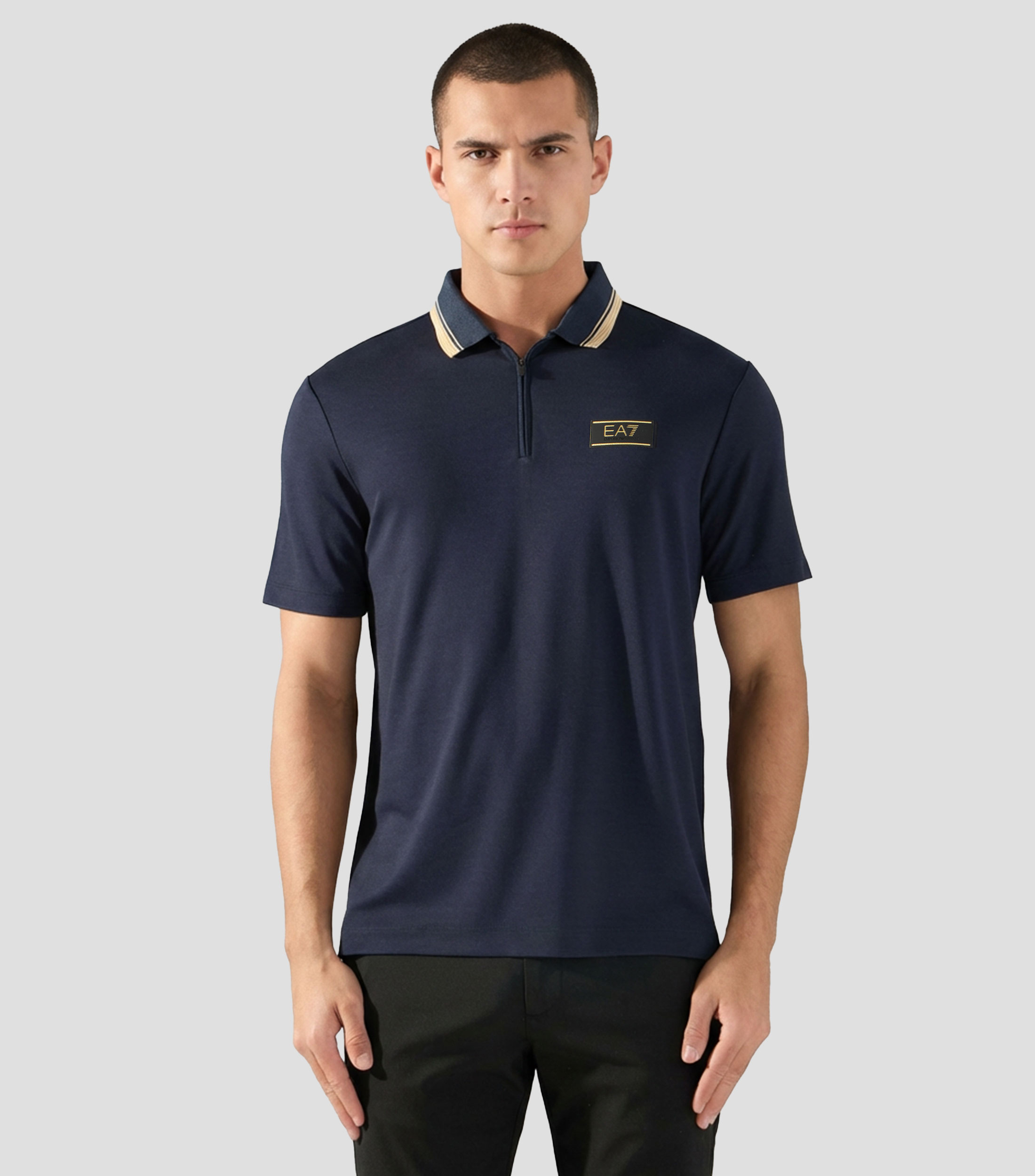 Playera tipo polo con manga corta lisa Hombre