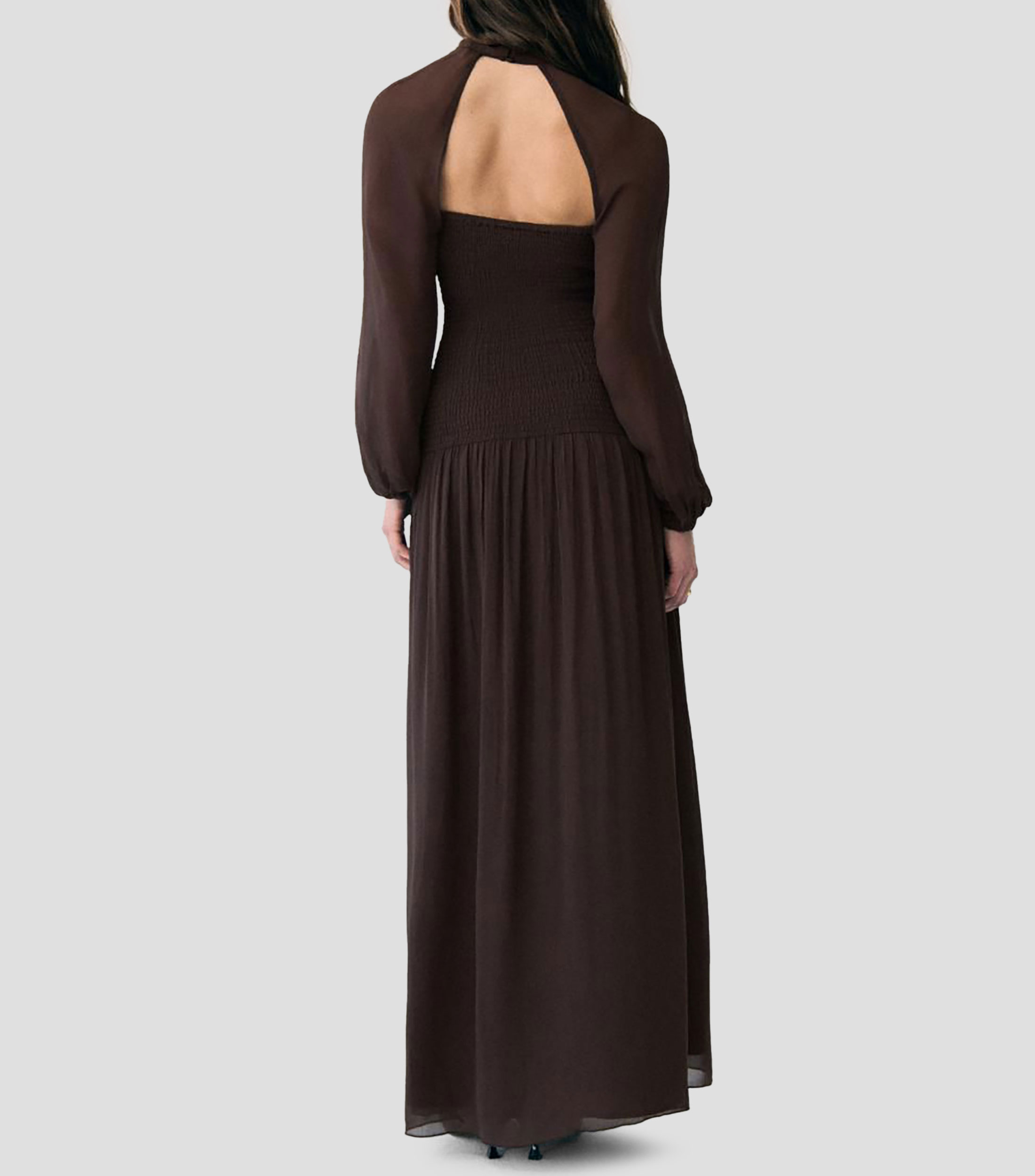 Vestido casual largo liso Frunces Mujer