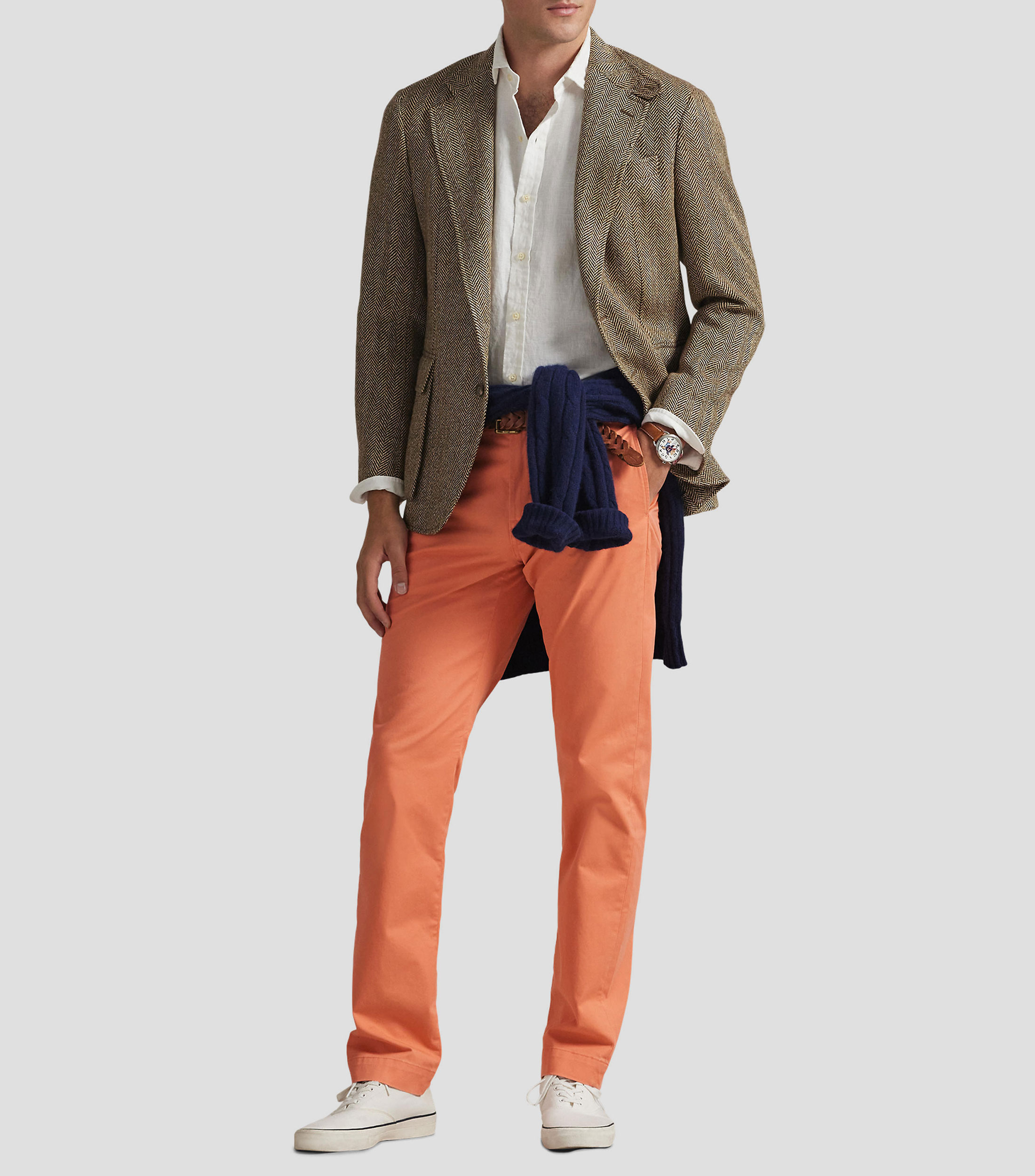 Camisa en lino lisa manga larga Hombre