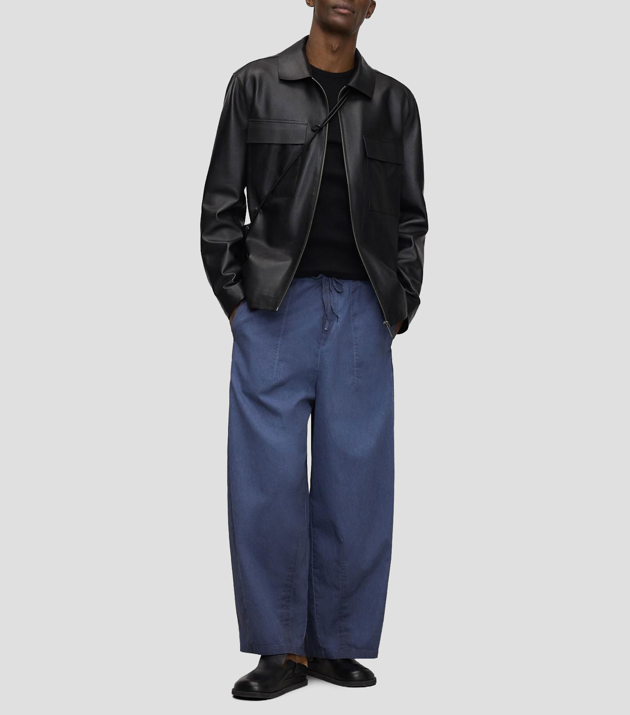 Chamarra biker en piel Hombre