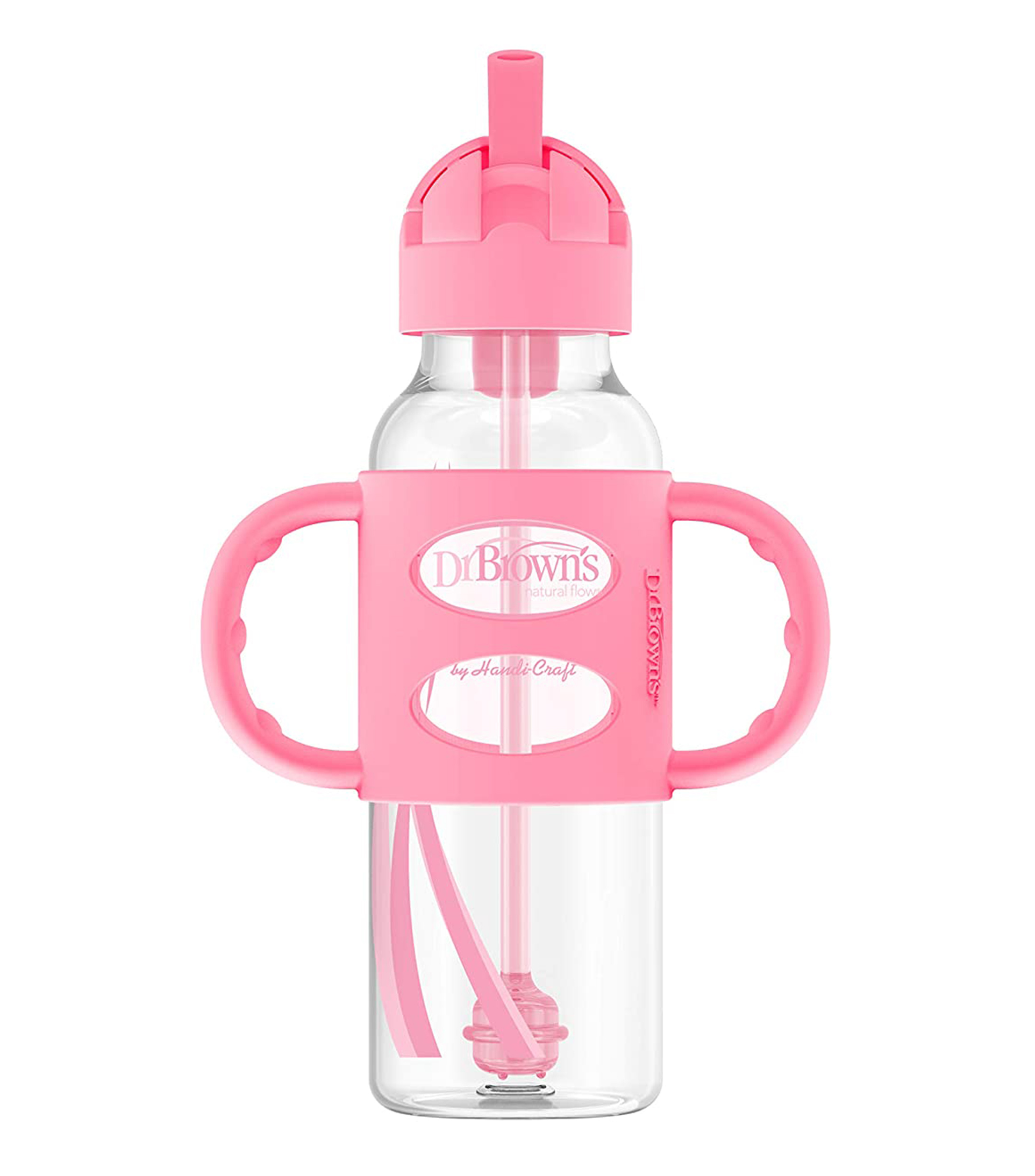 Biberon de transicion con popote Rosa