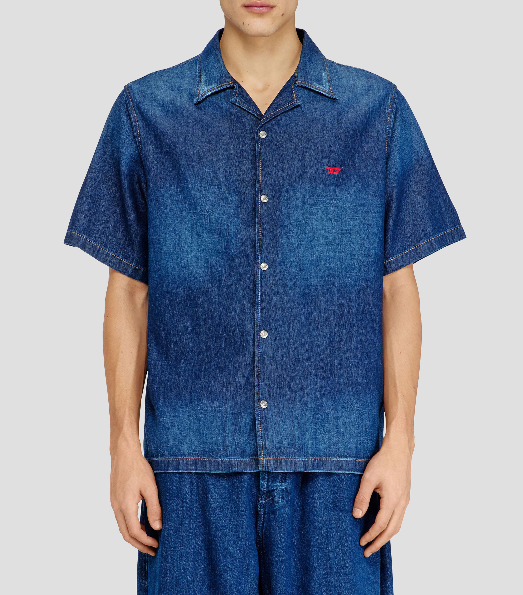 Camisa de mezclilla manga corta Hombre