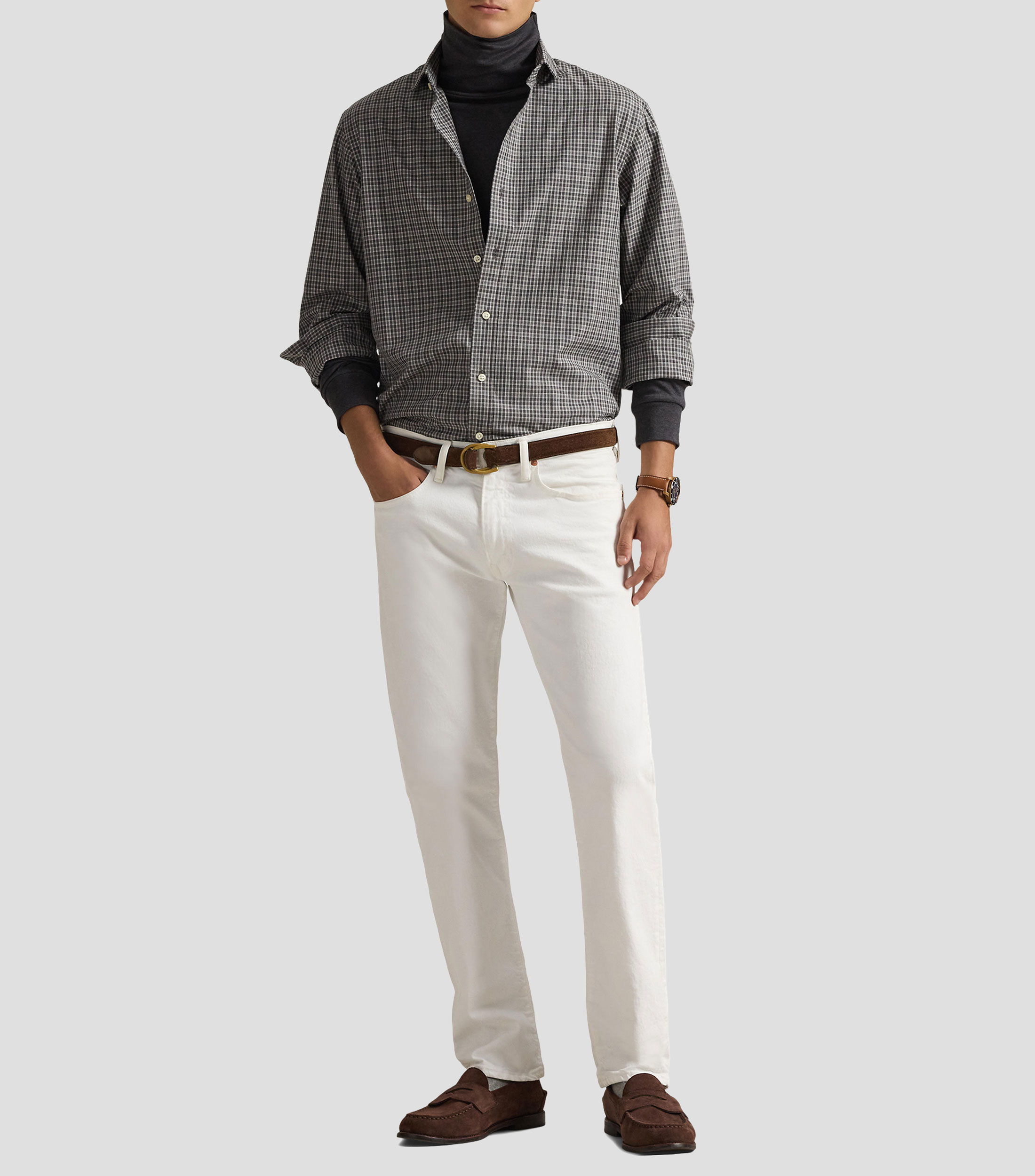 Camisa de cuadros manga larga Hombre