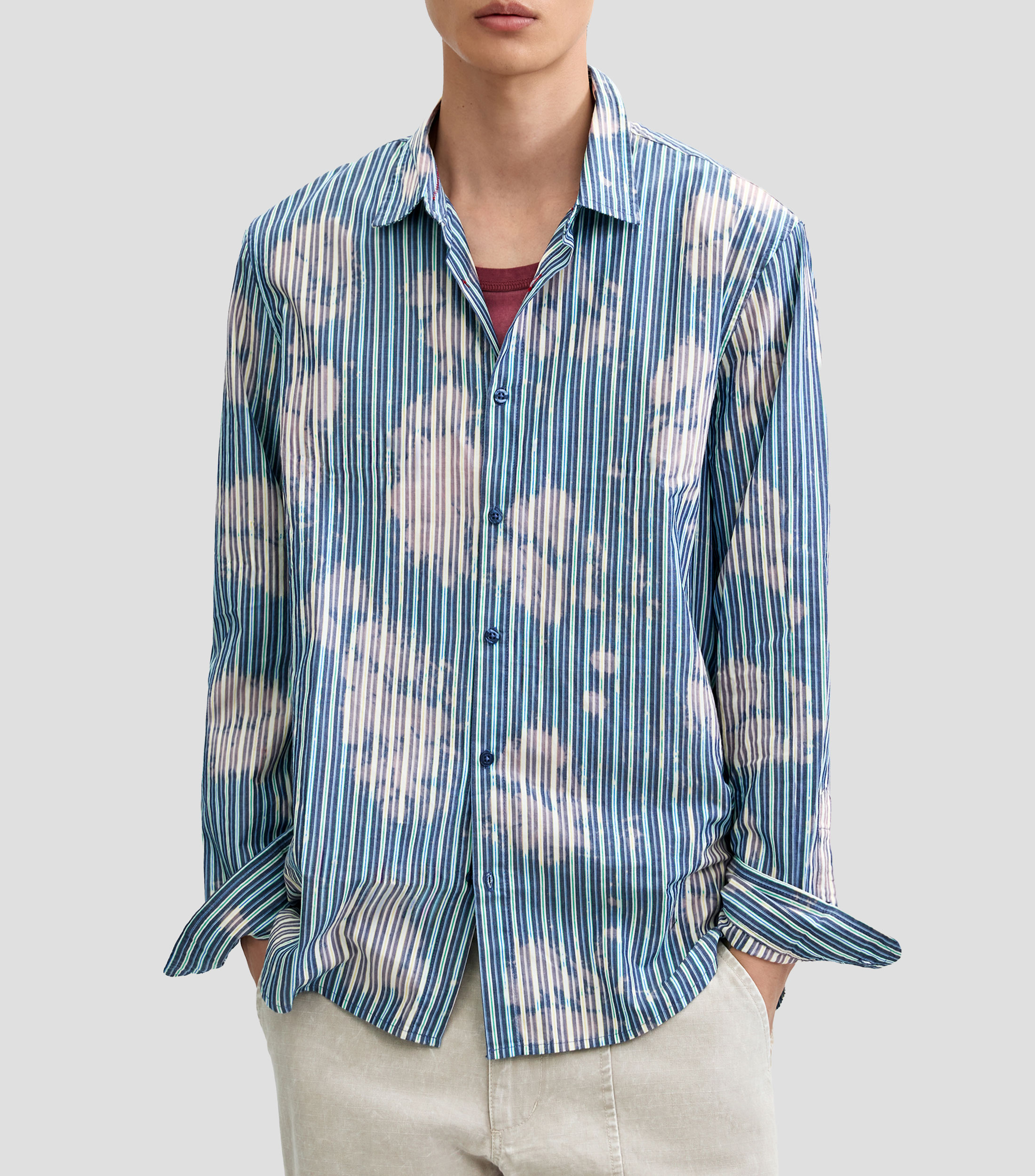 Camisa de rayas manga larga Hombre