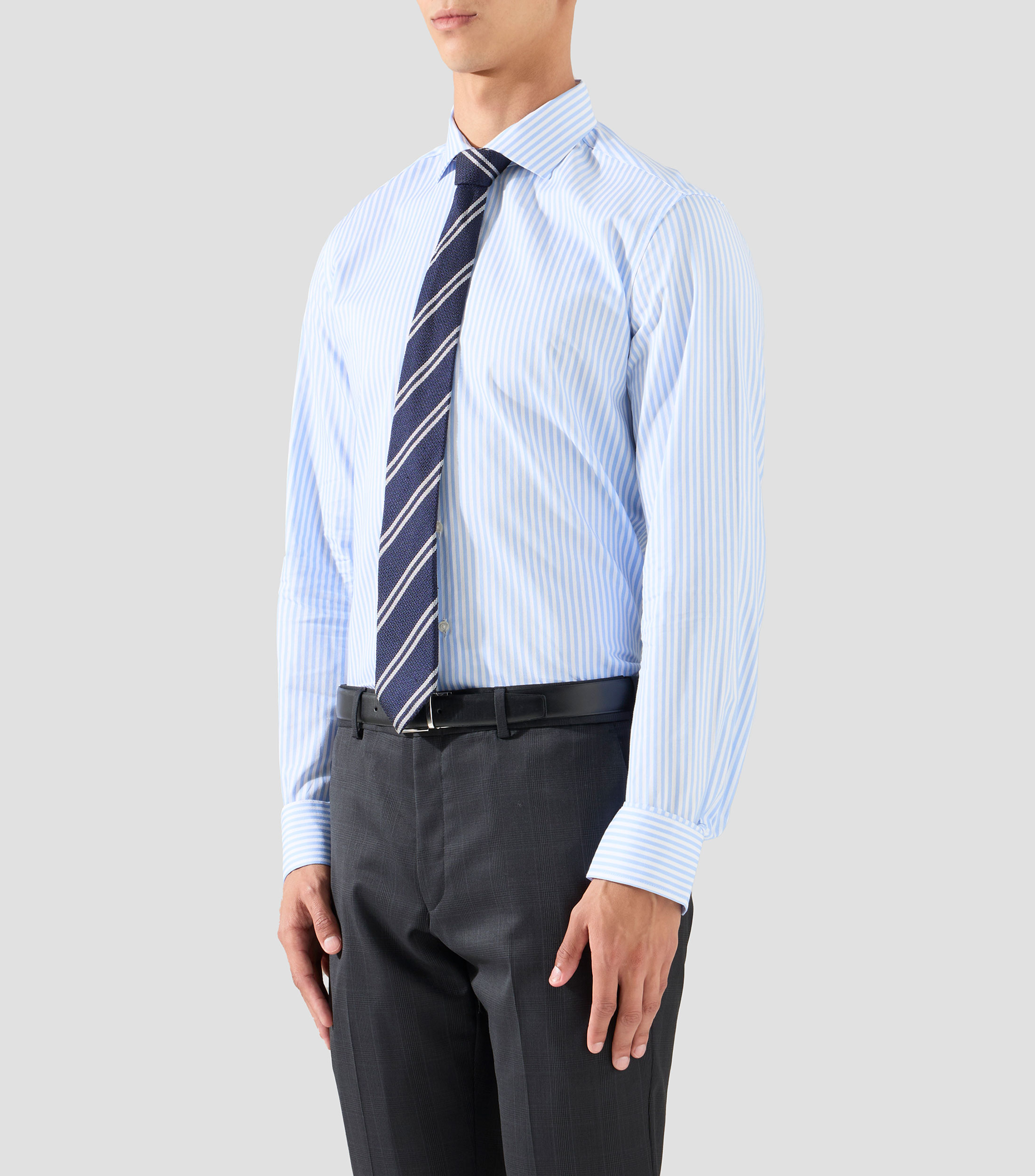 Camisa a rayas manga larga Hombre