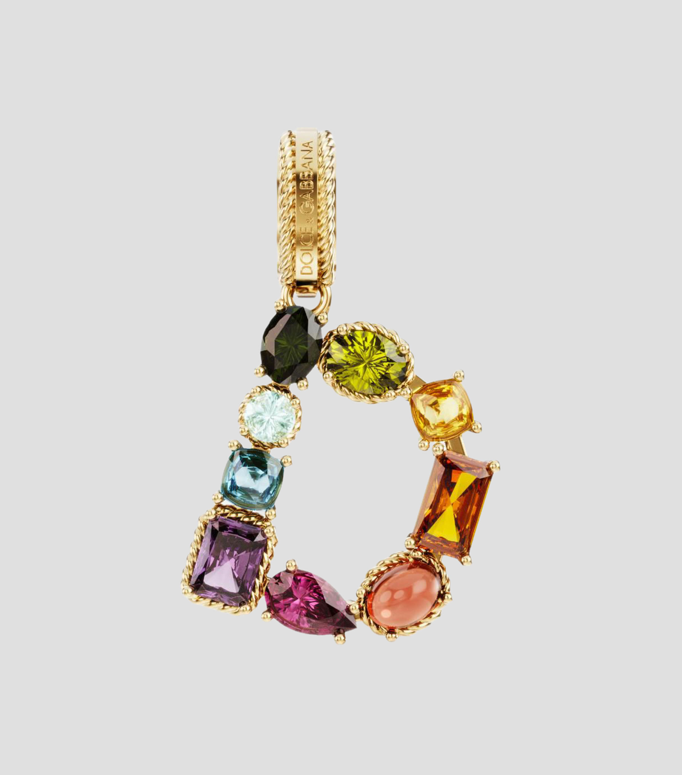 Charm Mini Letra D en Oro de 18 Kilates con gemas naturales Mujer