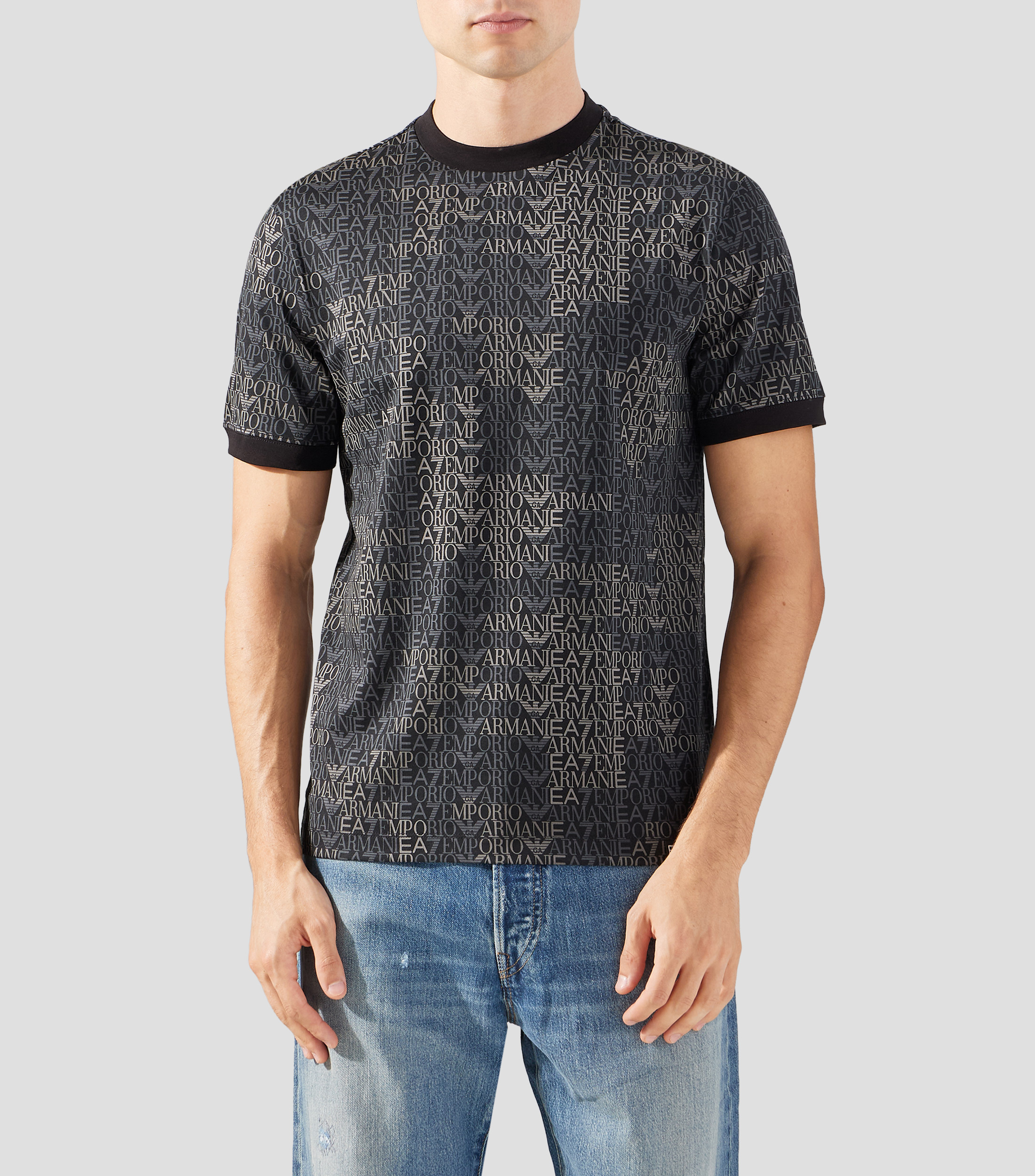 Playera cuello redondo manga corta con estampado Hombre