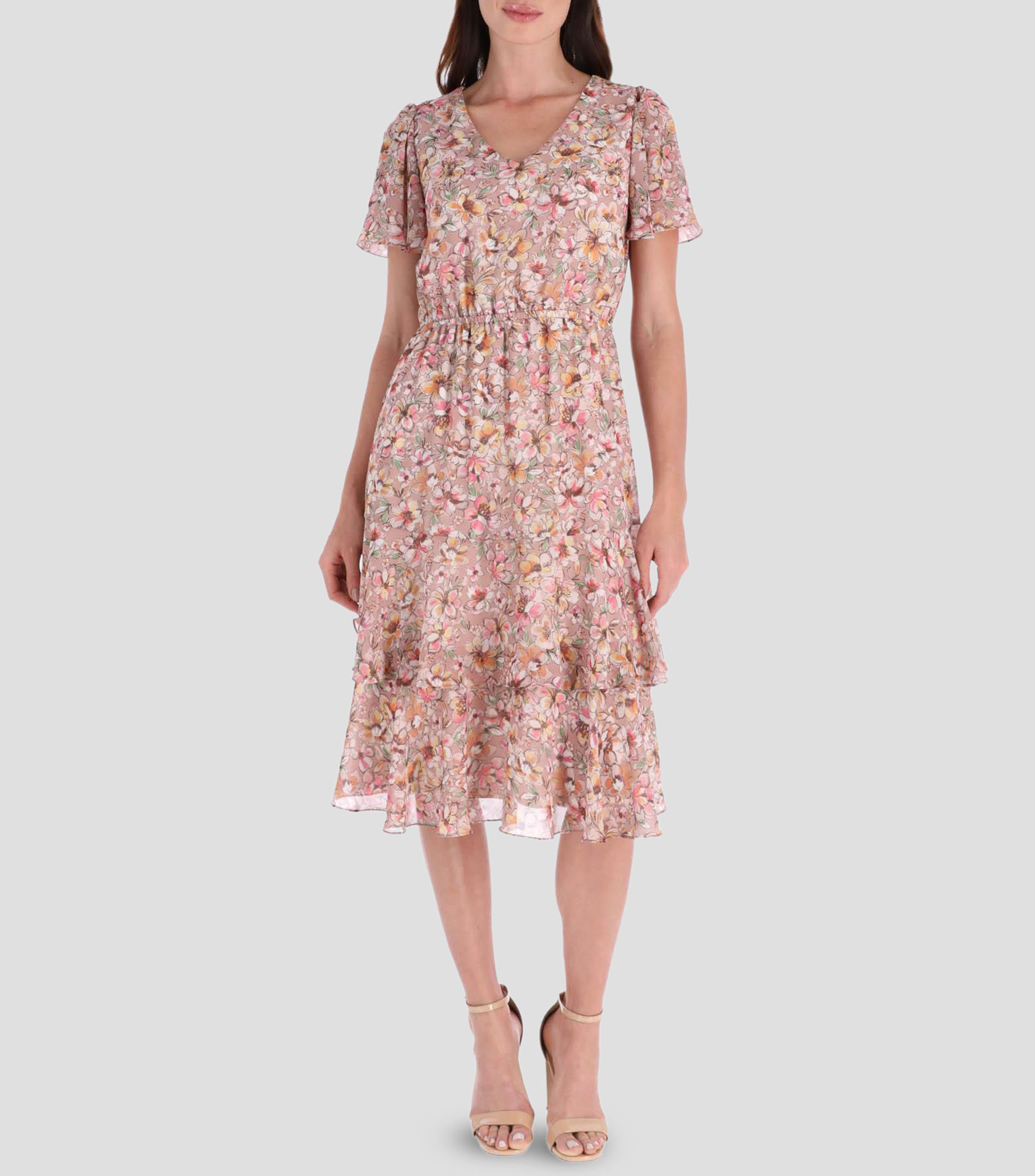Vestido midi con estampado Mujer