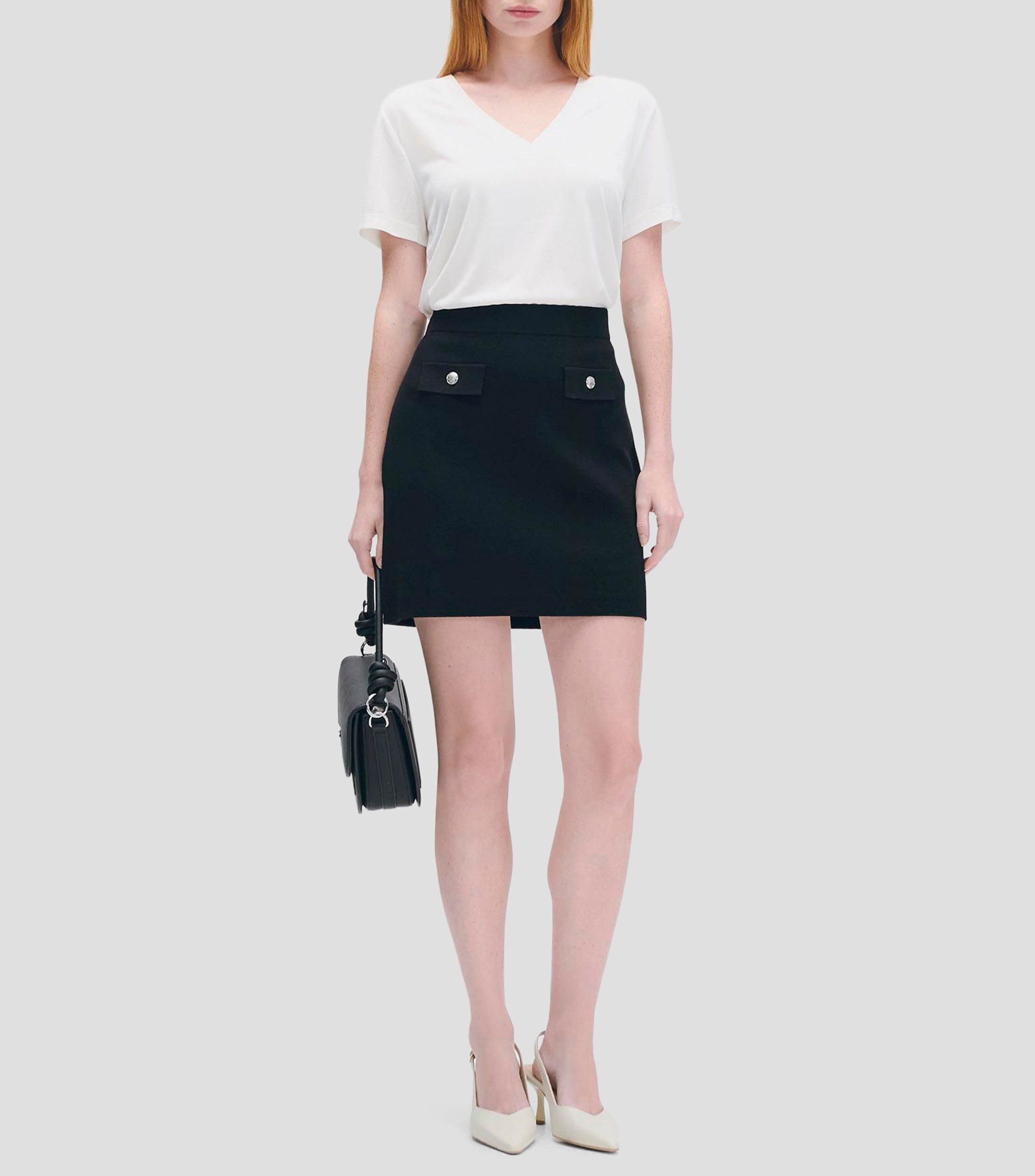 Blusa de punto tipo camiseta escote con lúrex Mujer