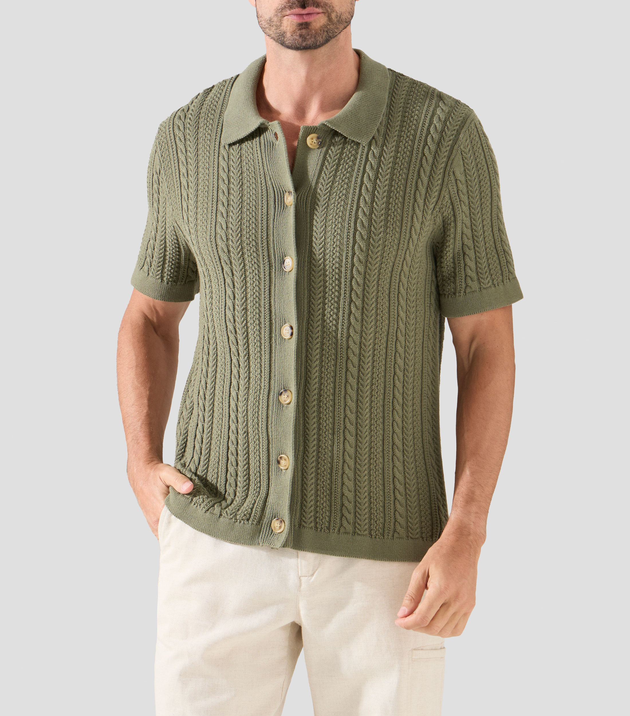 Camisa lisa manga corta lisa Hombre