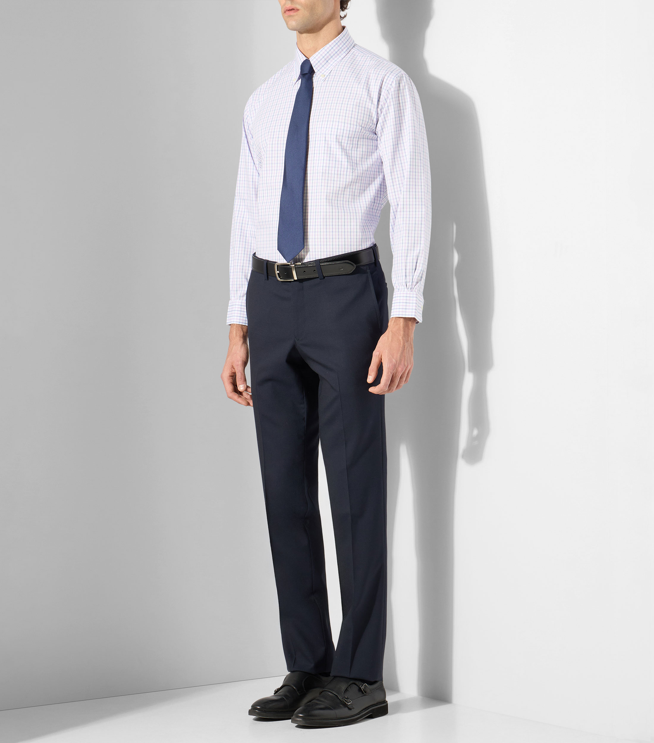 Camisa de vestir con cuadros y manga larga Hombre