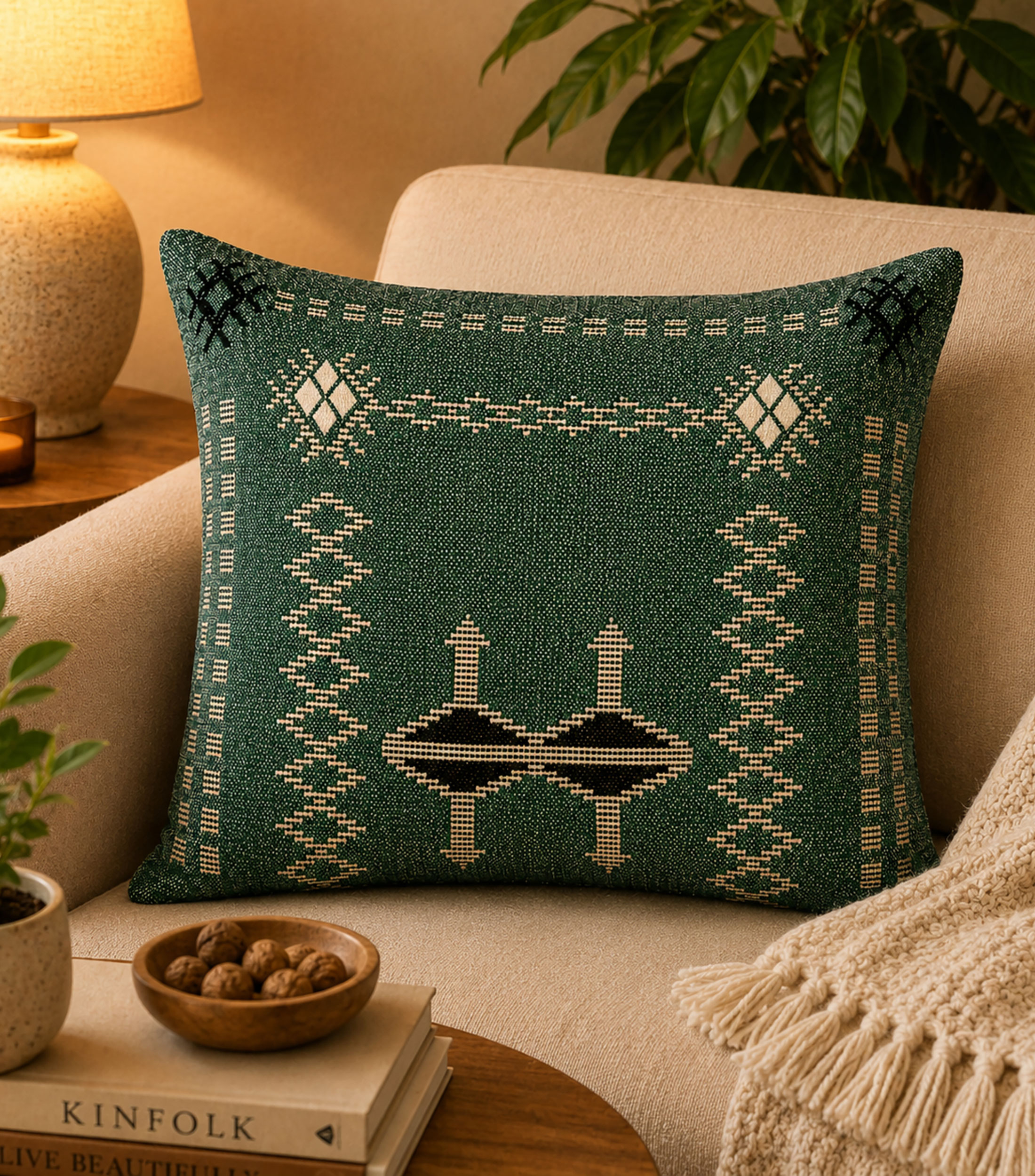 Cojín decorativo bordado