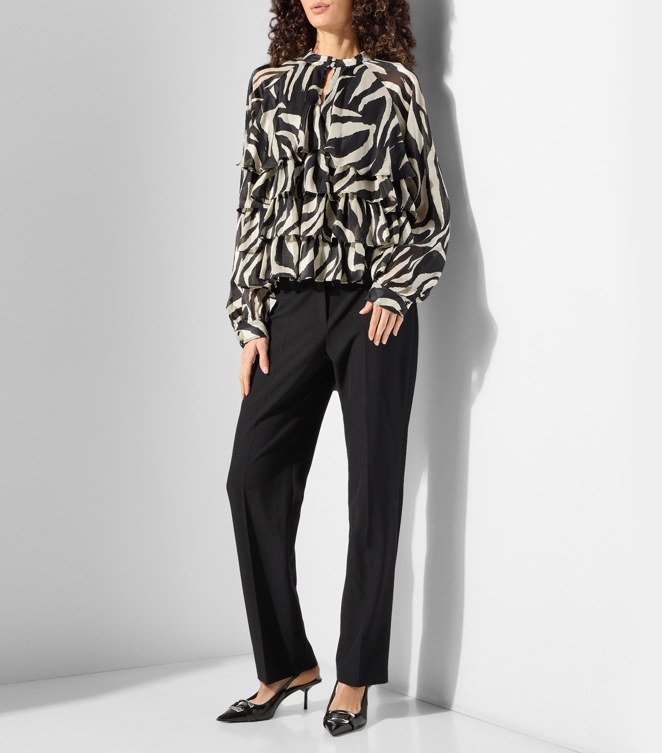 Blusa estampada manga larga Mujer