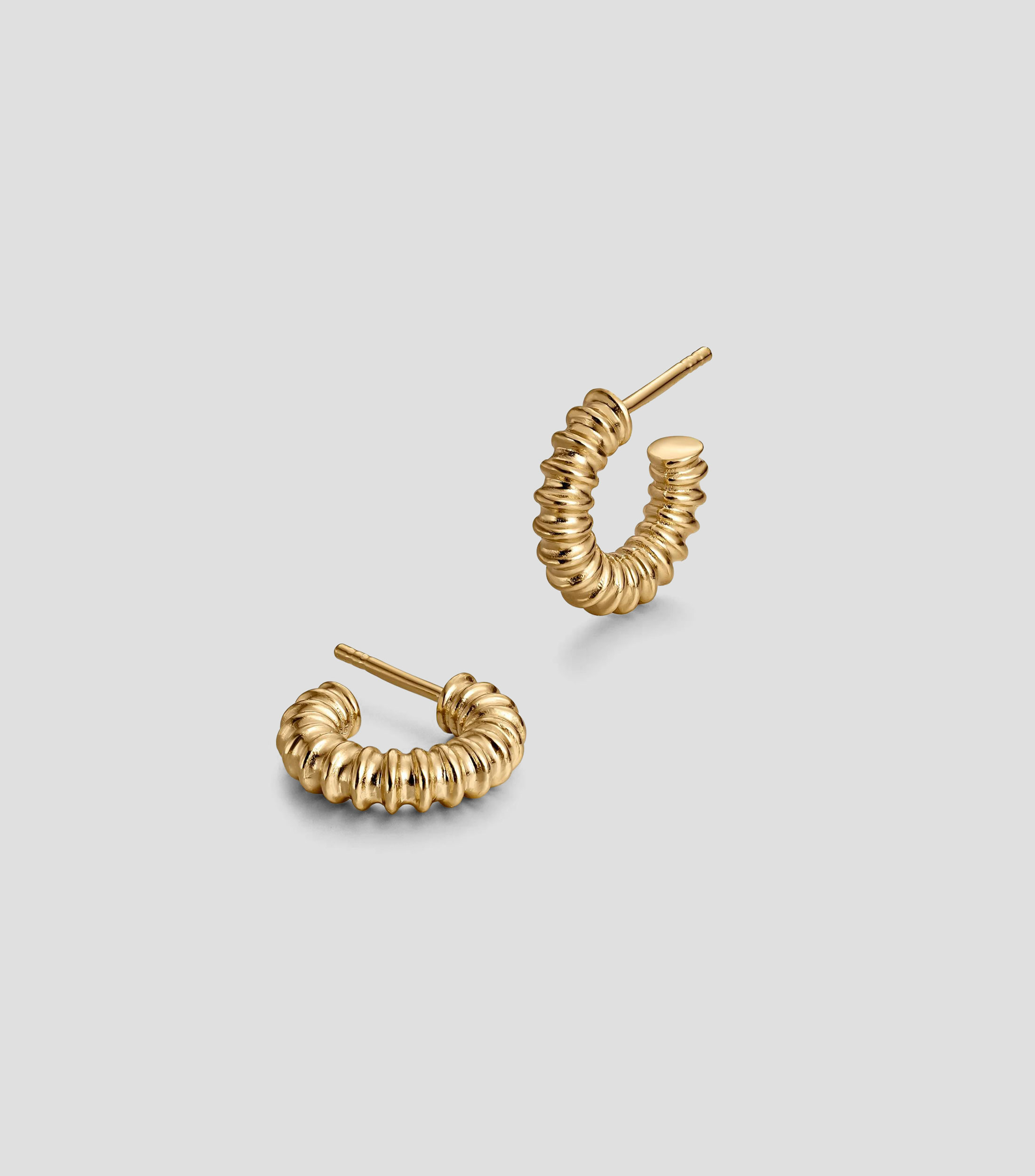 Pendientes de aro pequeños en plata .925 con acabado en relieve Hooped Earring Mujer