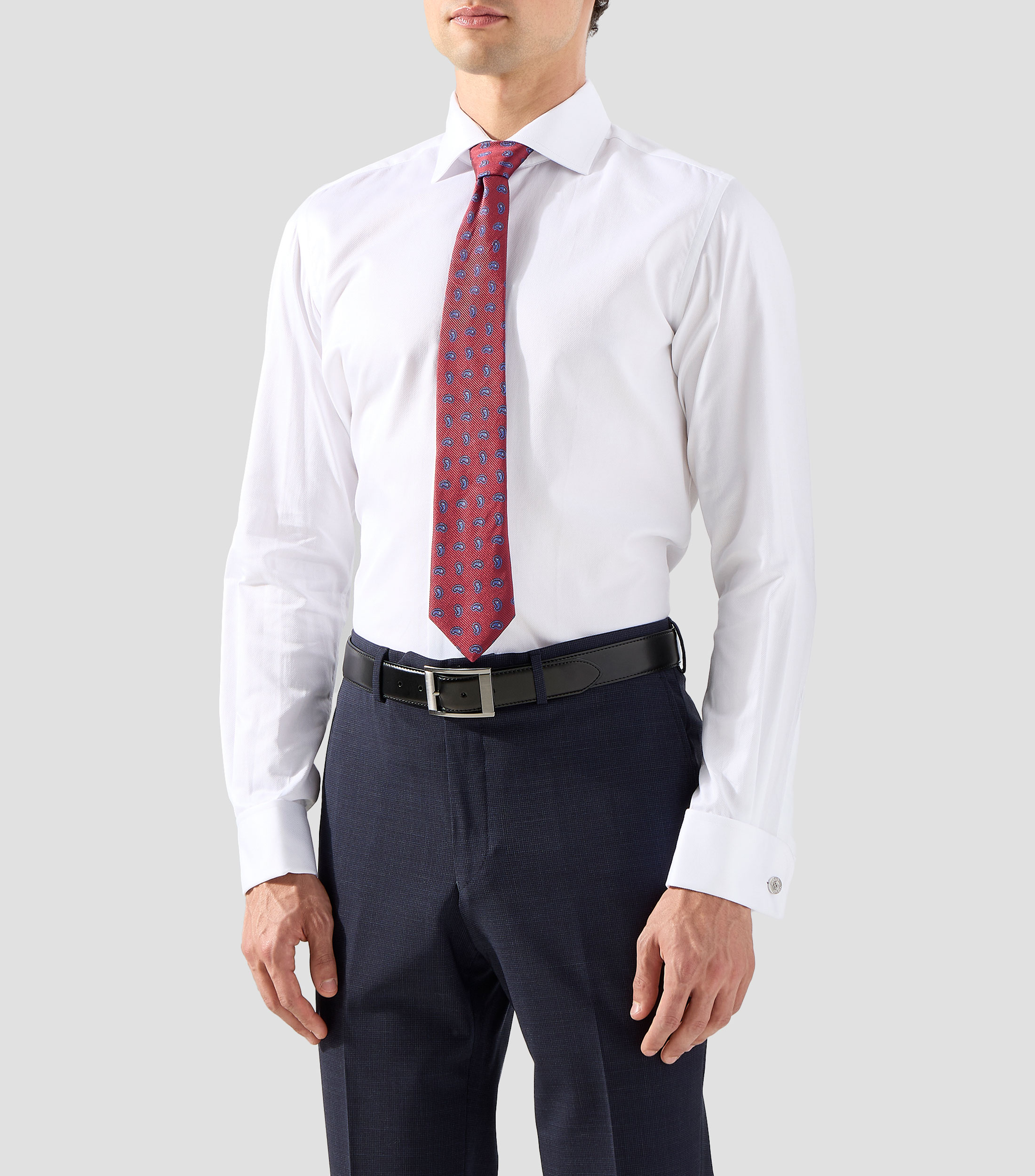 Camisa de vestir con microdiseño manga larga Hombre