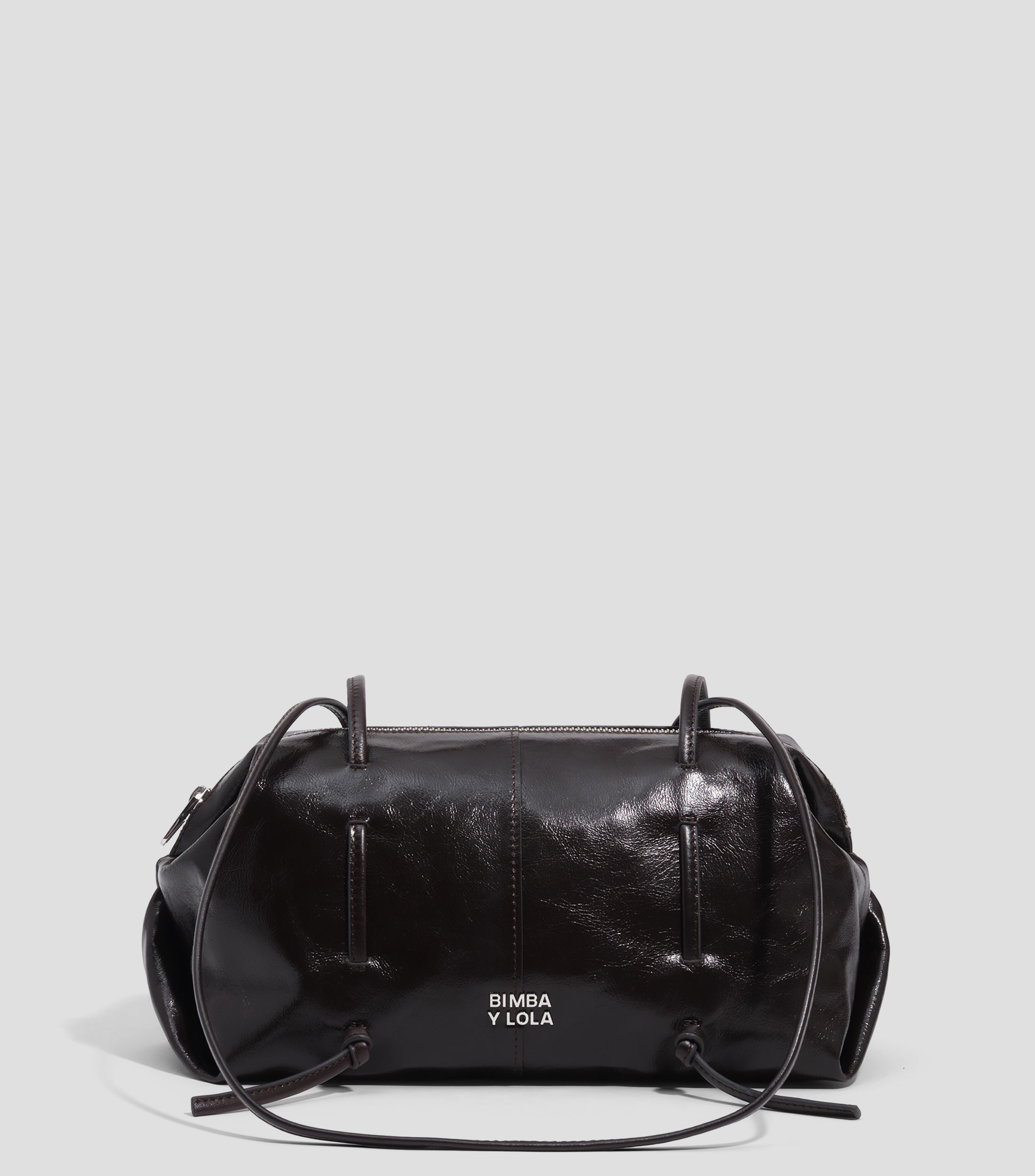 Bolsa Bowler café oscuro en piel lisa Mujer
